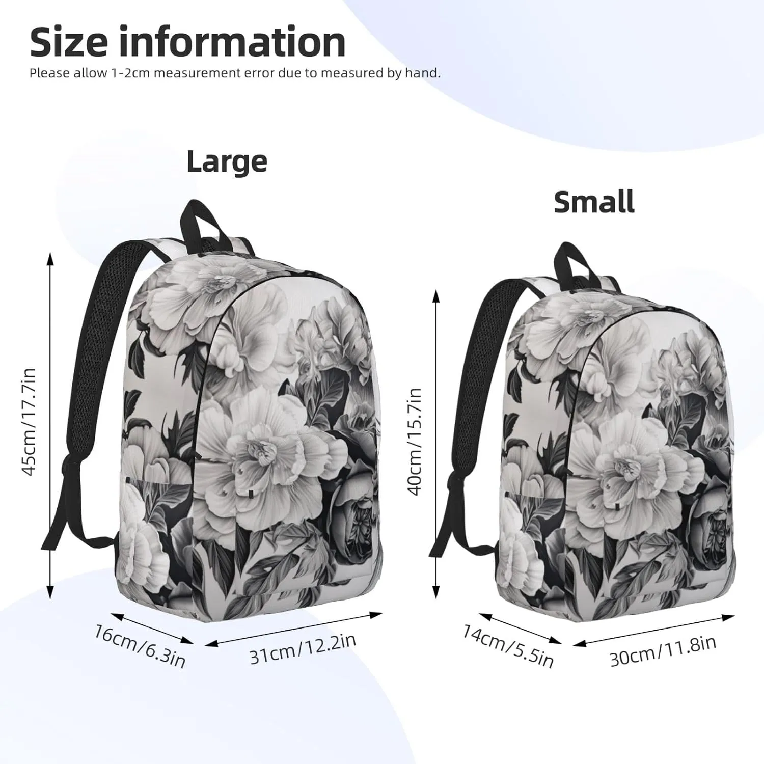 Floral Graphite Canvas Backpack For Men Women,Casual Rucksack Backpack, Laptop College Hiking Travel Bag
