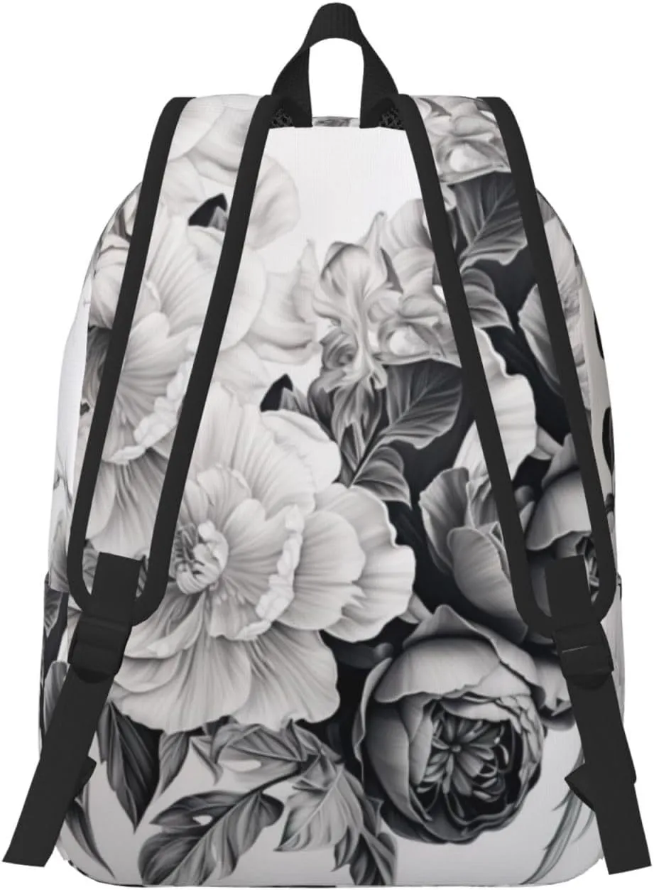 Floral Graphite Canvas Backpack For Men Women,Casual Rucksack Backpack, Laptop College Hiking Travel Bag