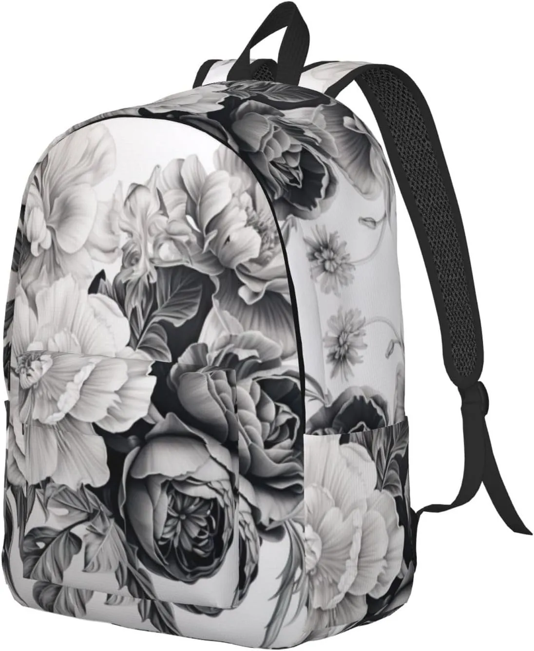 Floral Graphite Canvas Backpack For Men Women,Casual Rucksack Backpack, Laptop College Hiking Travel Bag