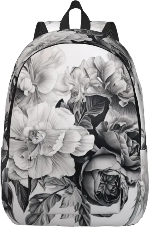 Floral Graphite Canvas Backpack For Men Women,Casual Rucksack Backpack, Laptop College Hiking Travel Bag