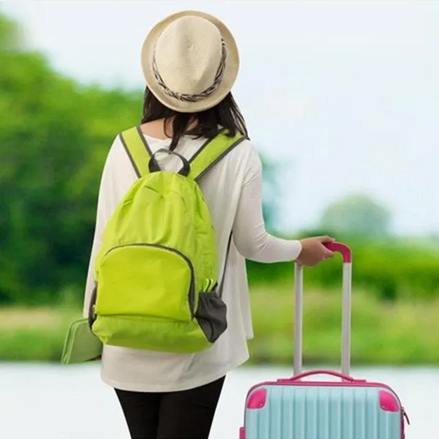 Folded Nylon Waterproof Unisex Travel Backpacks