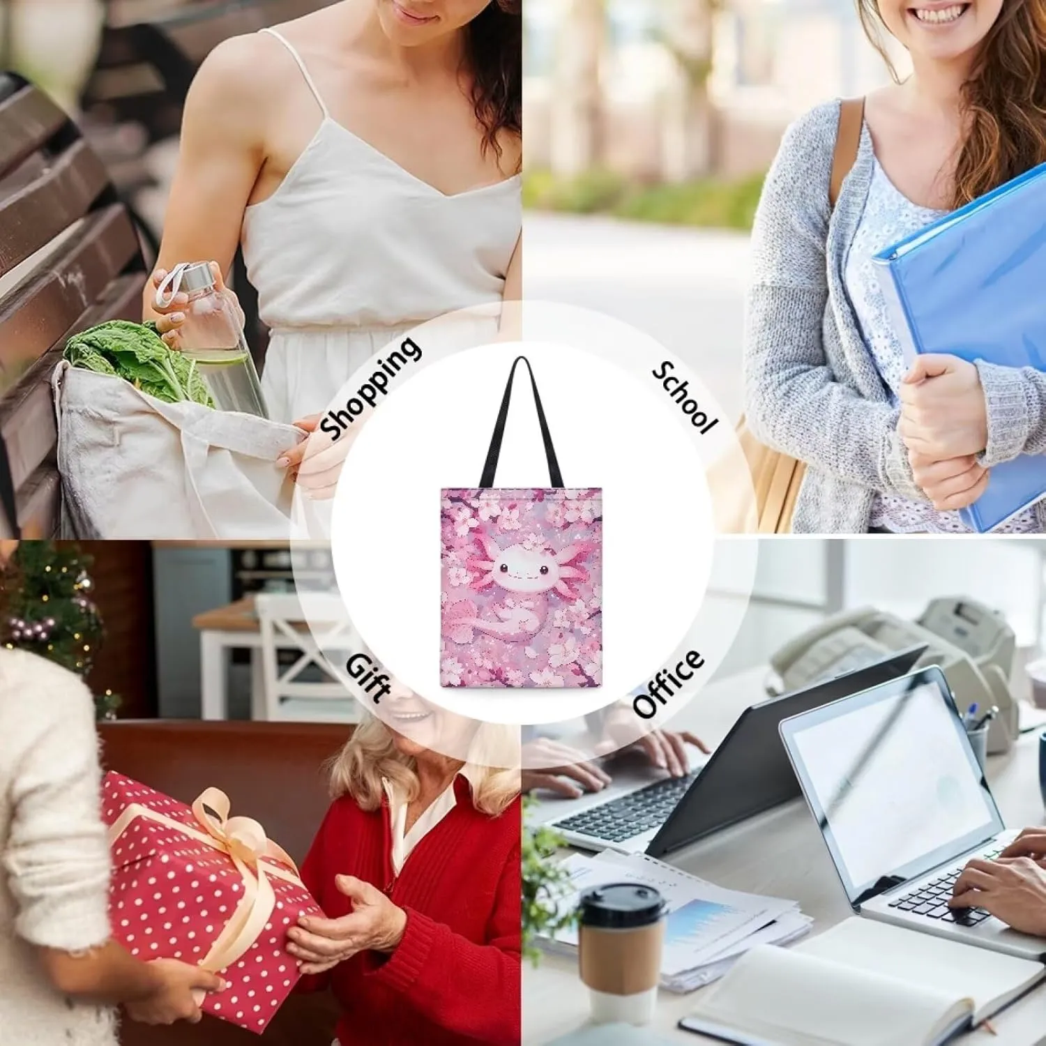 FOR U DESIGNS Women Canvas Reusable Tote Bag Women Shopping Tote Bags Book Bags
