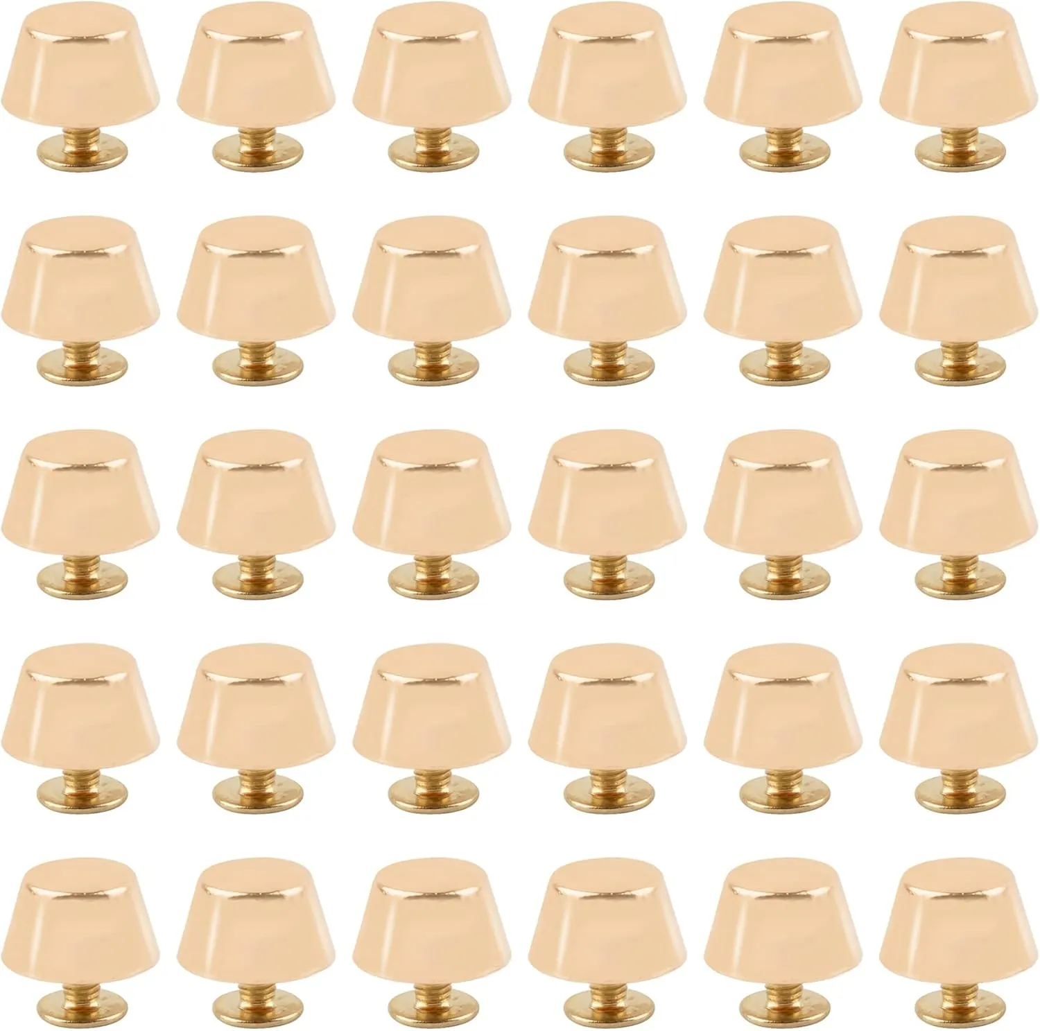 Framendino, 30 Pack Gold Rivets Stud Screw Back Purse Feet Handbag Nail Head Studs Leathercraft Cone Alloy Flat Buckle Spikes for Leather Bag DIY Craft
