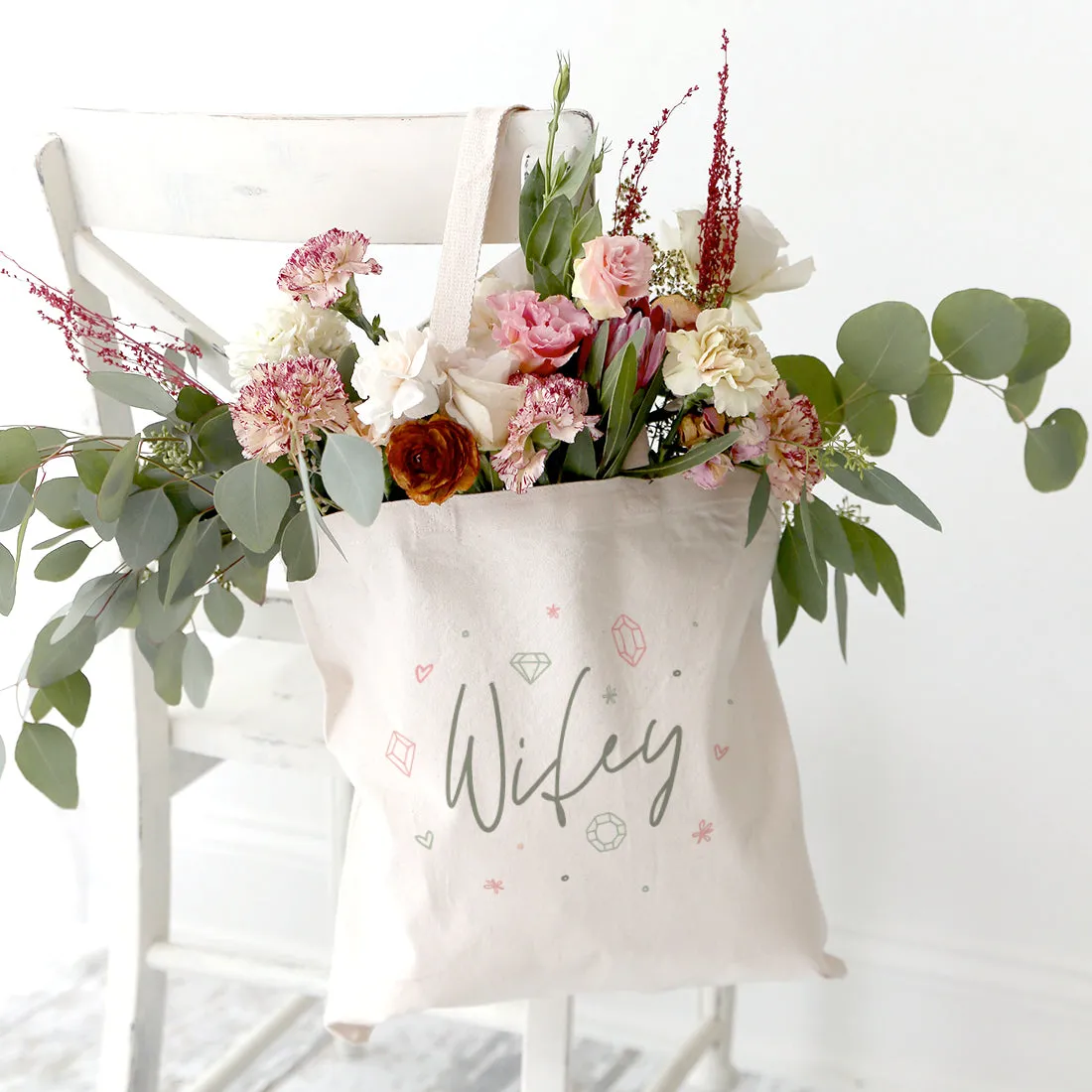 Gemstone Wifey Wedding Cotton Canvas Tote Bag by The Cotton & Canvas Co.