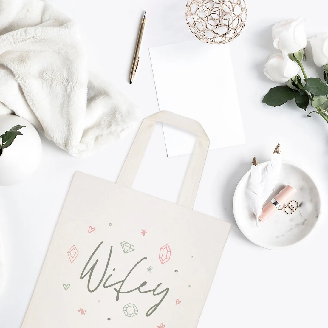 Gemstone Wifey Wedding Cotton Canvas Tote Bag by The Cotton & Canvas Co.