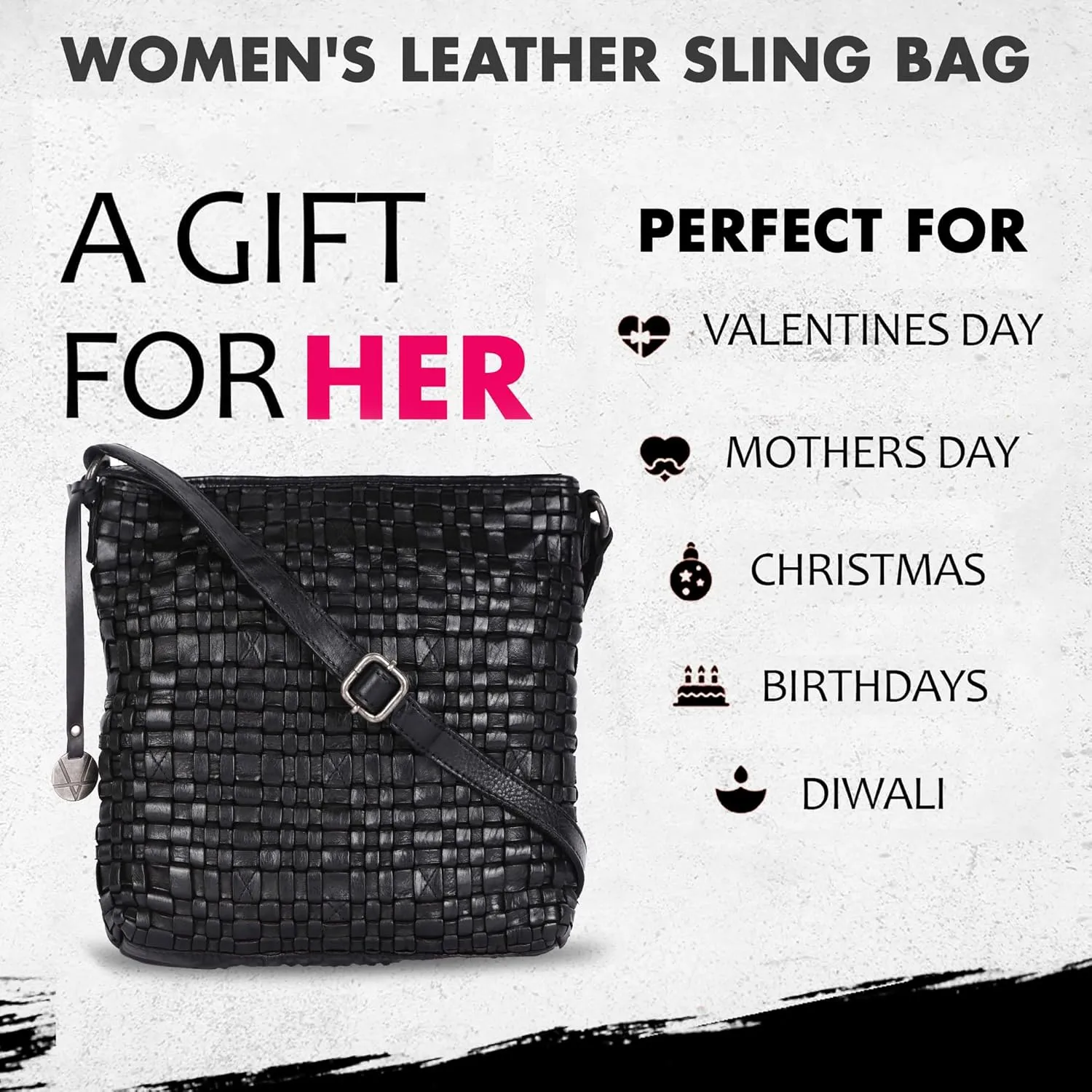 Genuine Leather Crossbody Sling Bag for Women, Purse for Women Trendy Casual Office Bag with Adjustable Strap