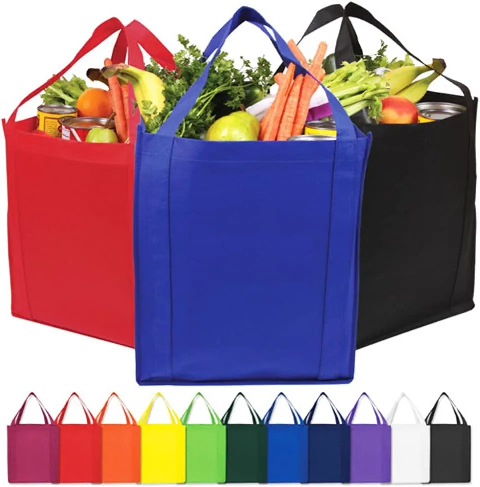Gift Expressions Grocery Tote Bag, Large Gift Bags Reusable Eco Friendly Shopping Bags, Stand Up Bottom, Recyclable Non Woven