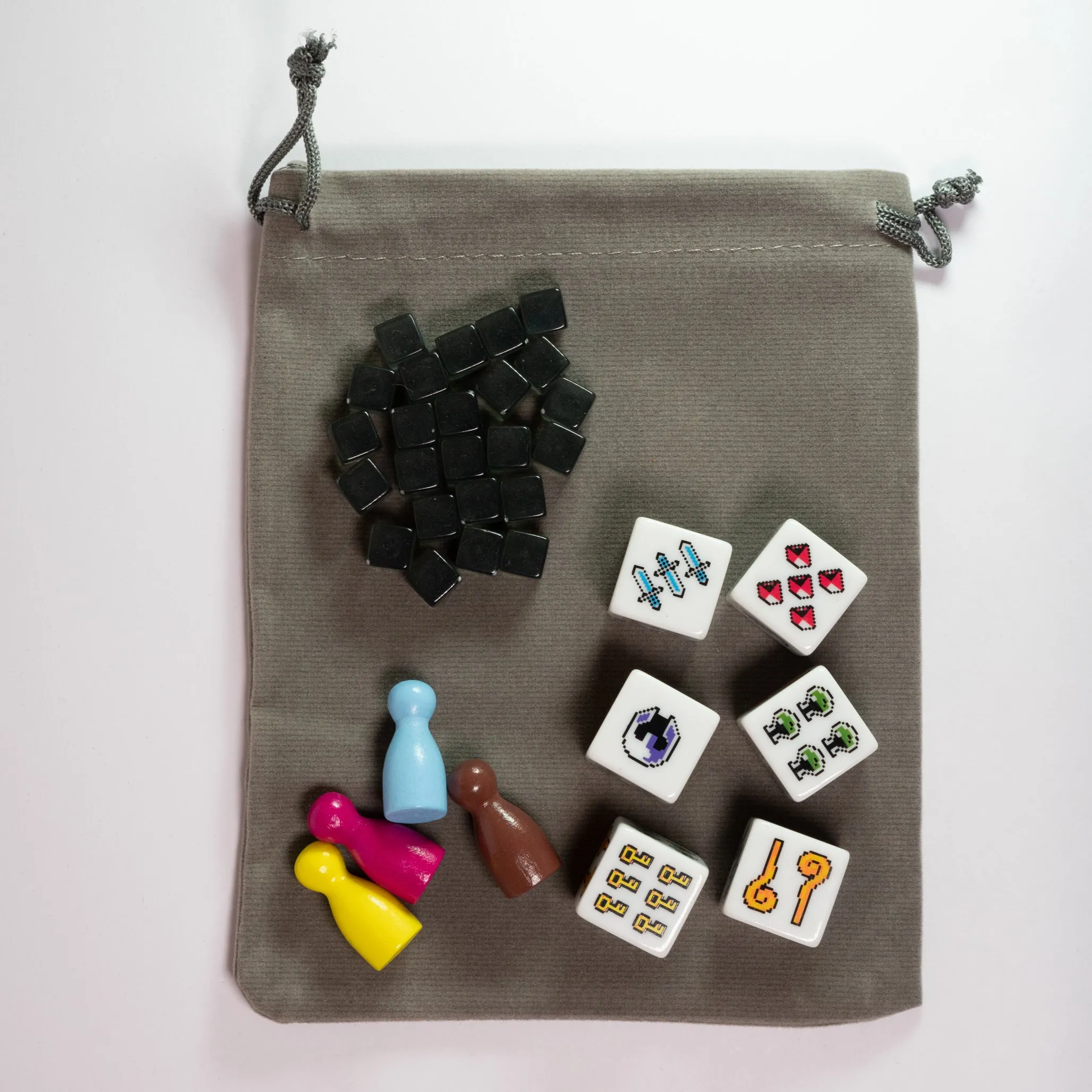 Grey Velvet 15x12cm Drawstring Bag