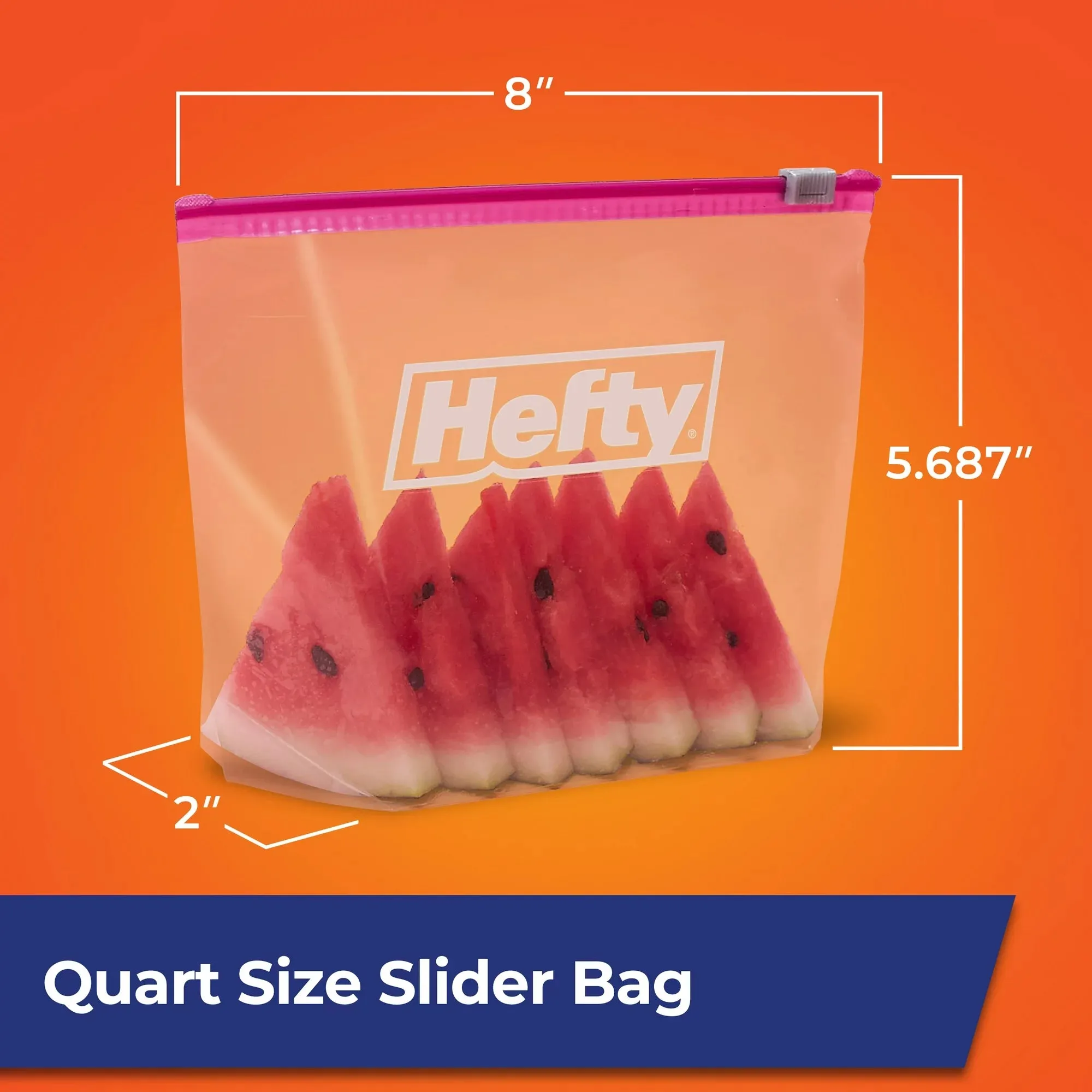Hefty Slider Storage Bags, Quart Size, 50 Count