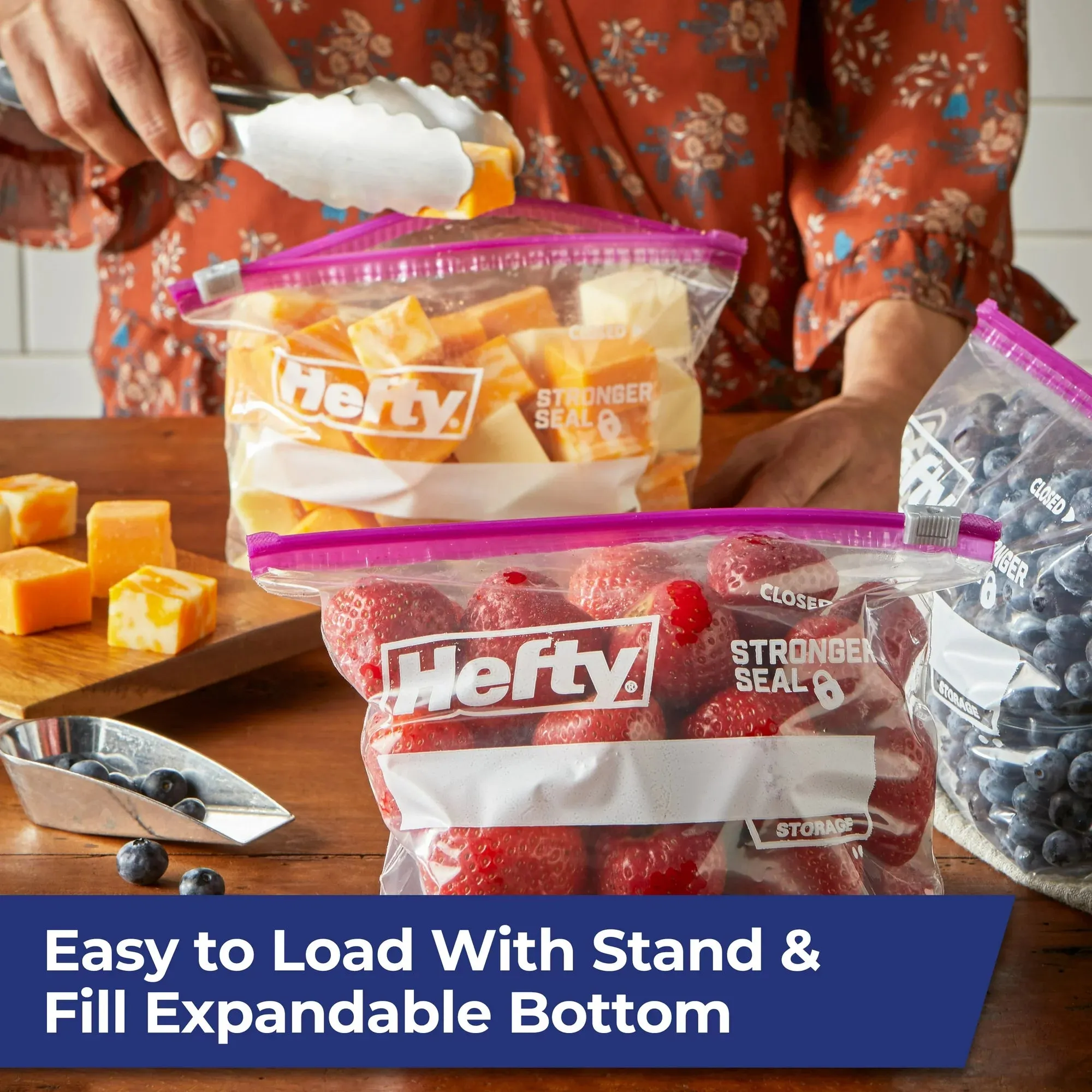 Hefty Slider Storage Bags, Quart Size, 50 Count