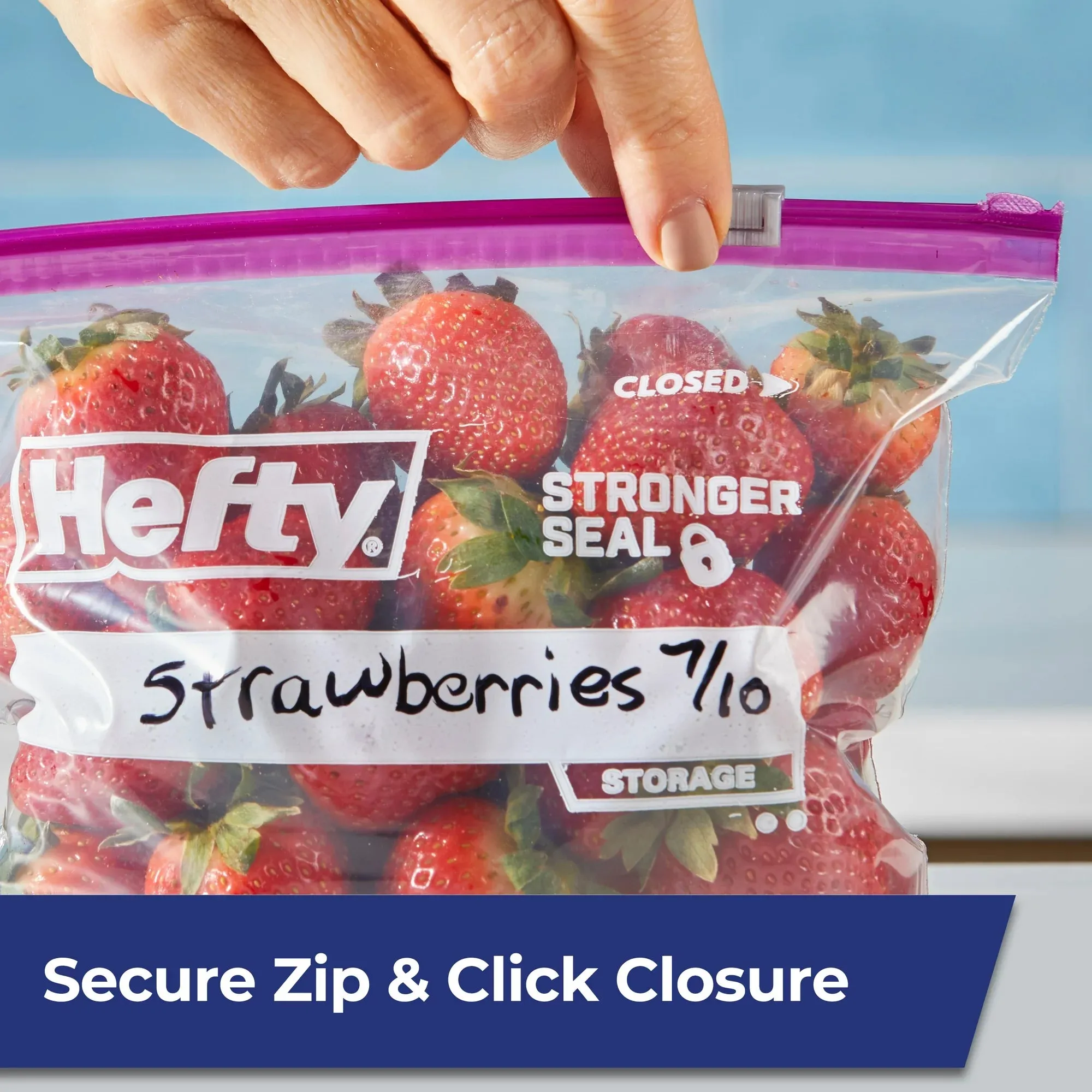 Hefty Slider Storage Bags, Quart Size, 50 Count