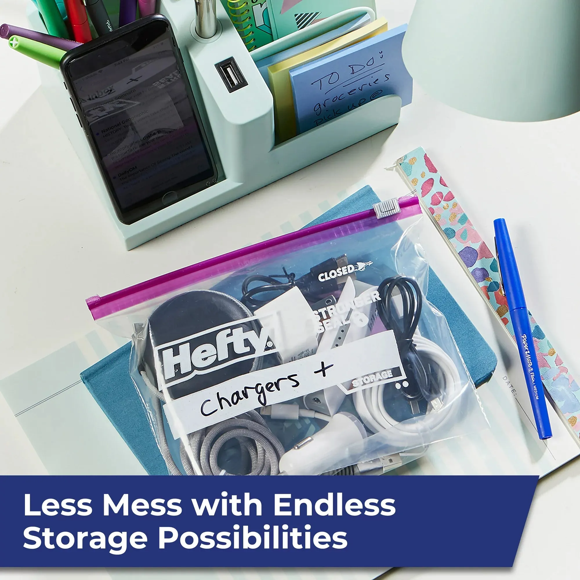 Hefty Slider Storage Bags, Quart Size, 50 Count