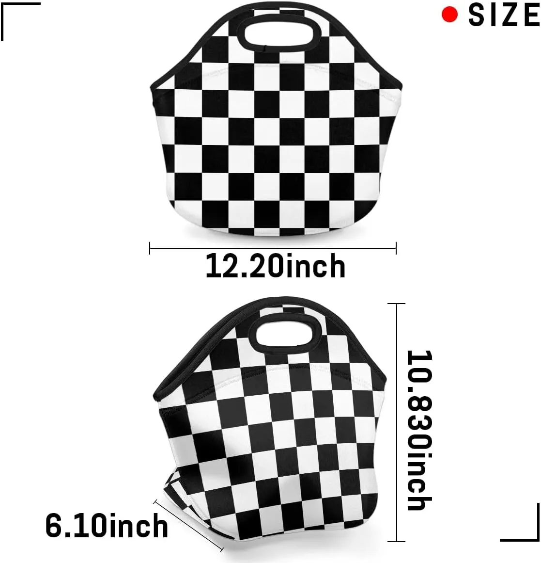 Kids Lunch Box for Boys Girls Insulated Neoprene Checkerboard Children Lunch Bags Sturdy Soft Bag & Reusable Cooler Lunch Thermal Meal Tote Kit for School