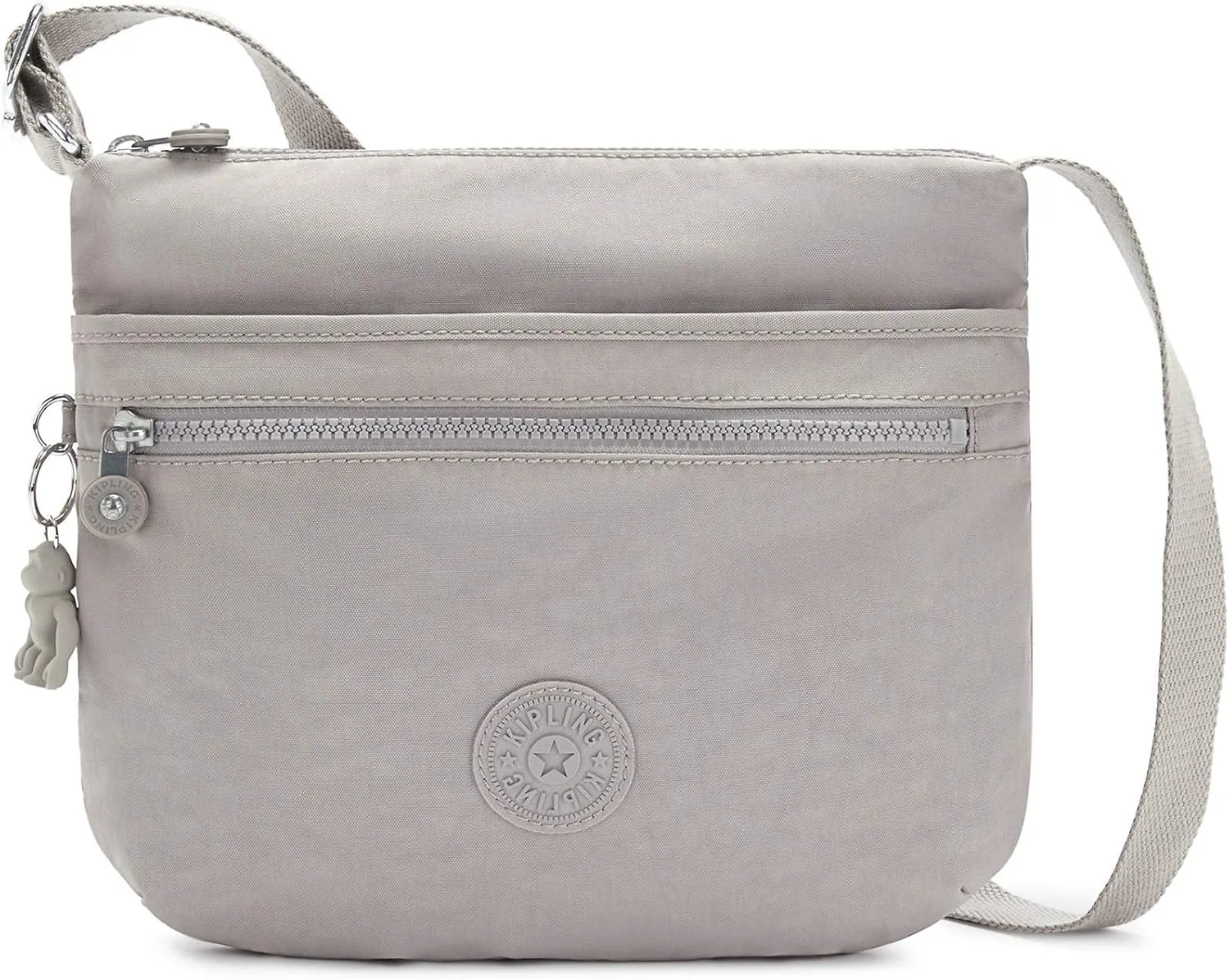 Kipling womens Womens Arto Bag, Lightweight Everyday Purse, Casual Nylon Shoulder Crossbody Bag, Grey Gris, 11.25 L X 10.25 H X 1.5 D US