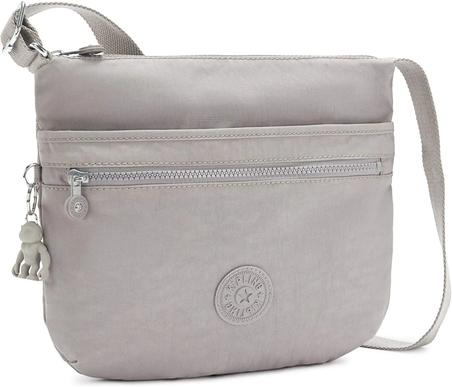 Kipling womens Womens Arto Bag, Lightweight Everyday Purse, Casual Nylon Shoulder Crossbody Bag, Grey Gris, 11.25 L X 10.25 H X 1.5 D US