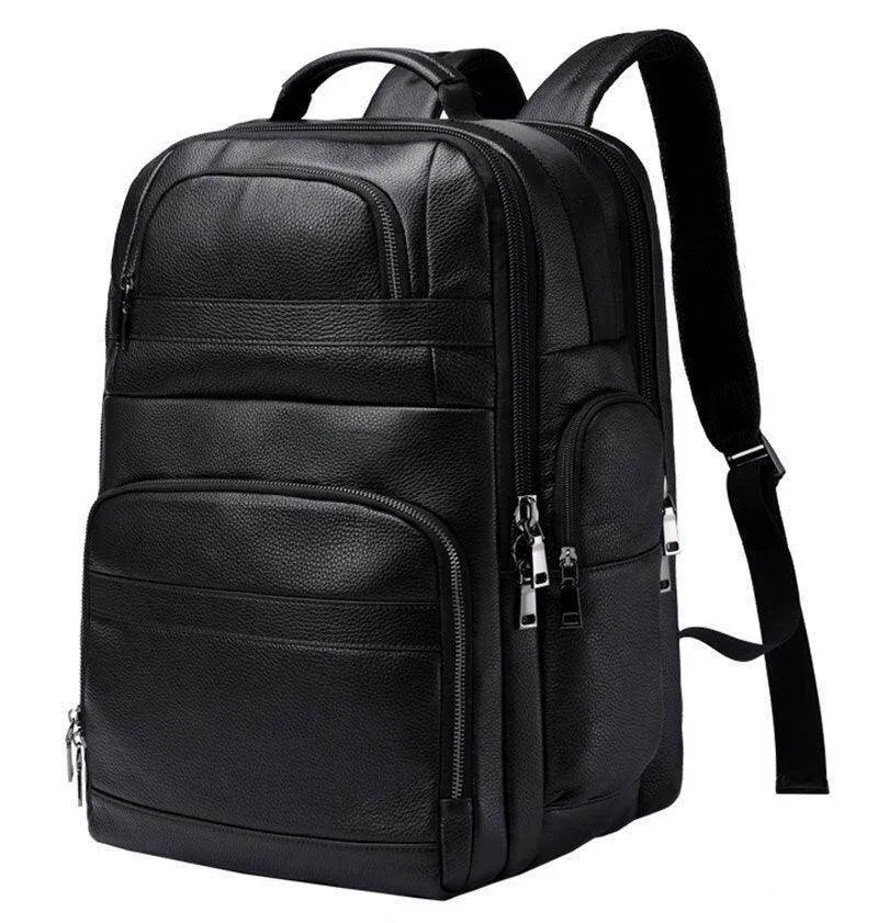 Leather Backpack For Men Large Capacity Travel Bag Usb
