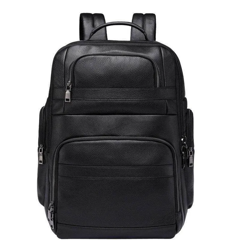 Leather Backpack For Men Large Capacity Travel Bag Usb