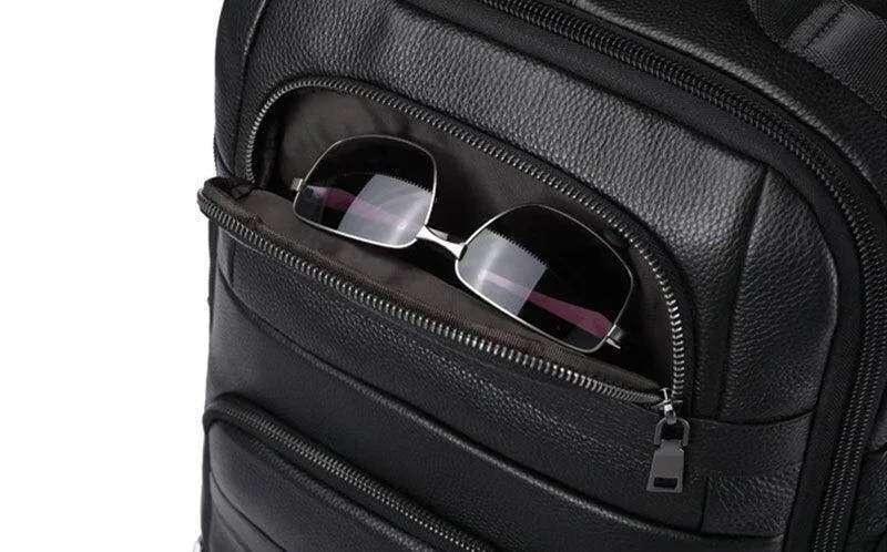 Leather Backpack For Men Large Capacity Travel Bag Usb