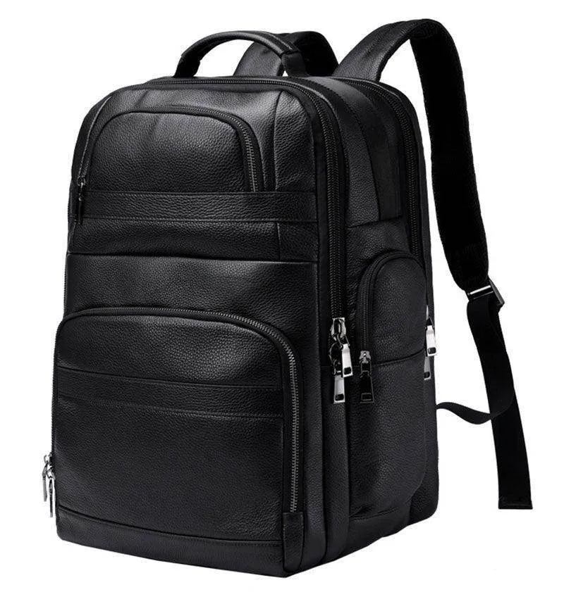 Leather Backpack For Men Large Capacity Travel Bag Usb