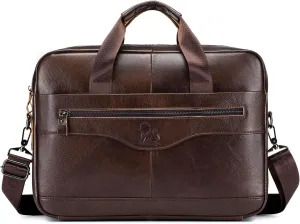 Leather Laptop Bag Business Briefcase Messenger Handbag for Men, for 14 Inch Computer Crossbody Shoulder Pack Pouch