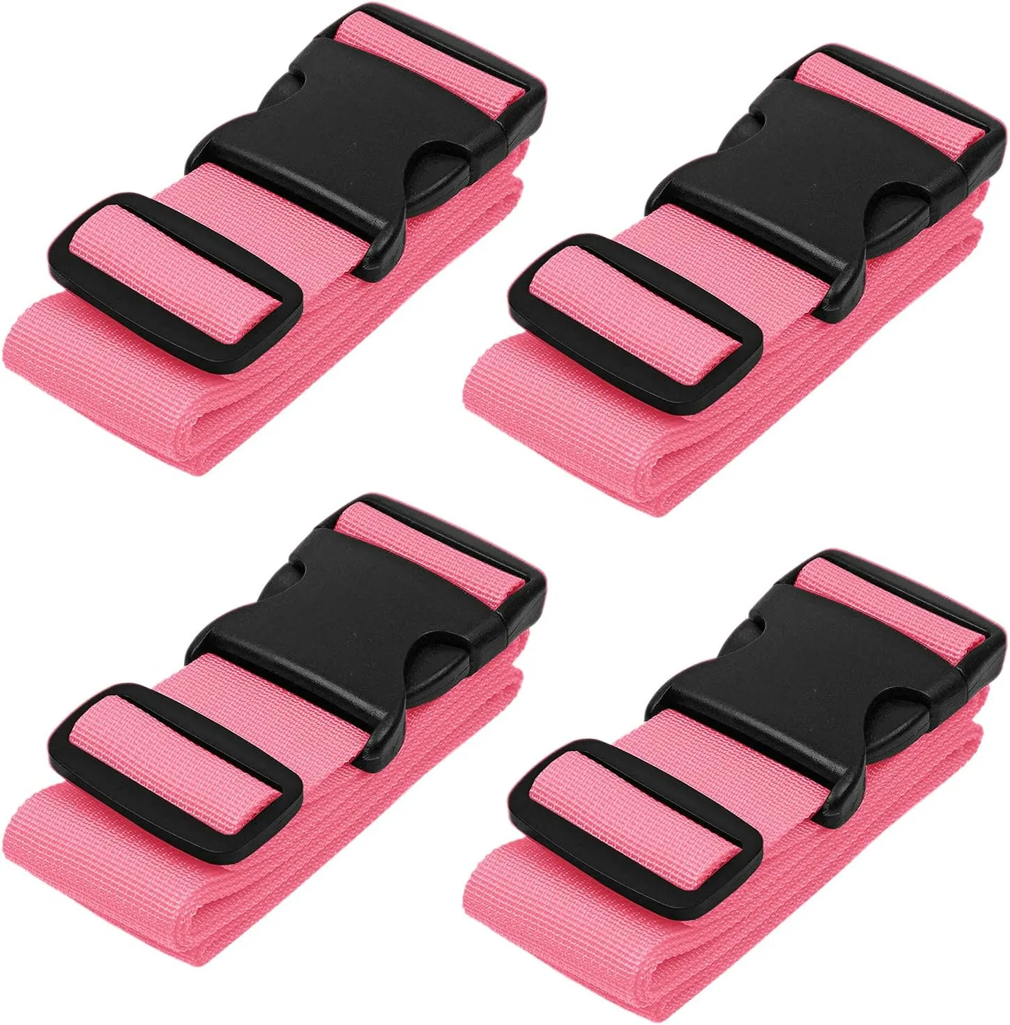Luggage Straps for Suitcases - TSA Approved - Pink, 4 PK - Premium Nylon Belts for Suitcase, Briefcase & Travel Bag - Adjustable Strap Length 46" - 78"