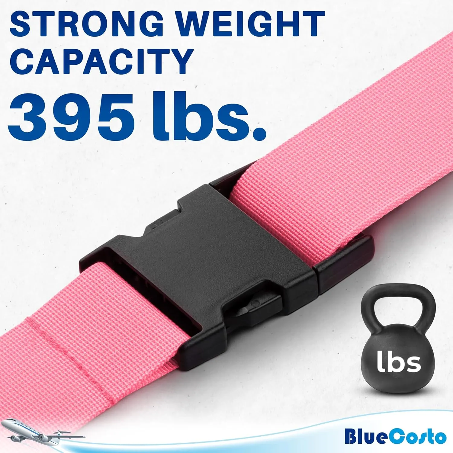 Luggage Straps for Suitcases - TSA Approved - Pink, 4 PK - Premium Nylon Belts for Suitcase, Briefcase & Travel Bag - Adjustable Strap Length 46" - 78"