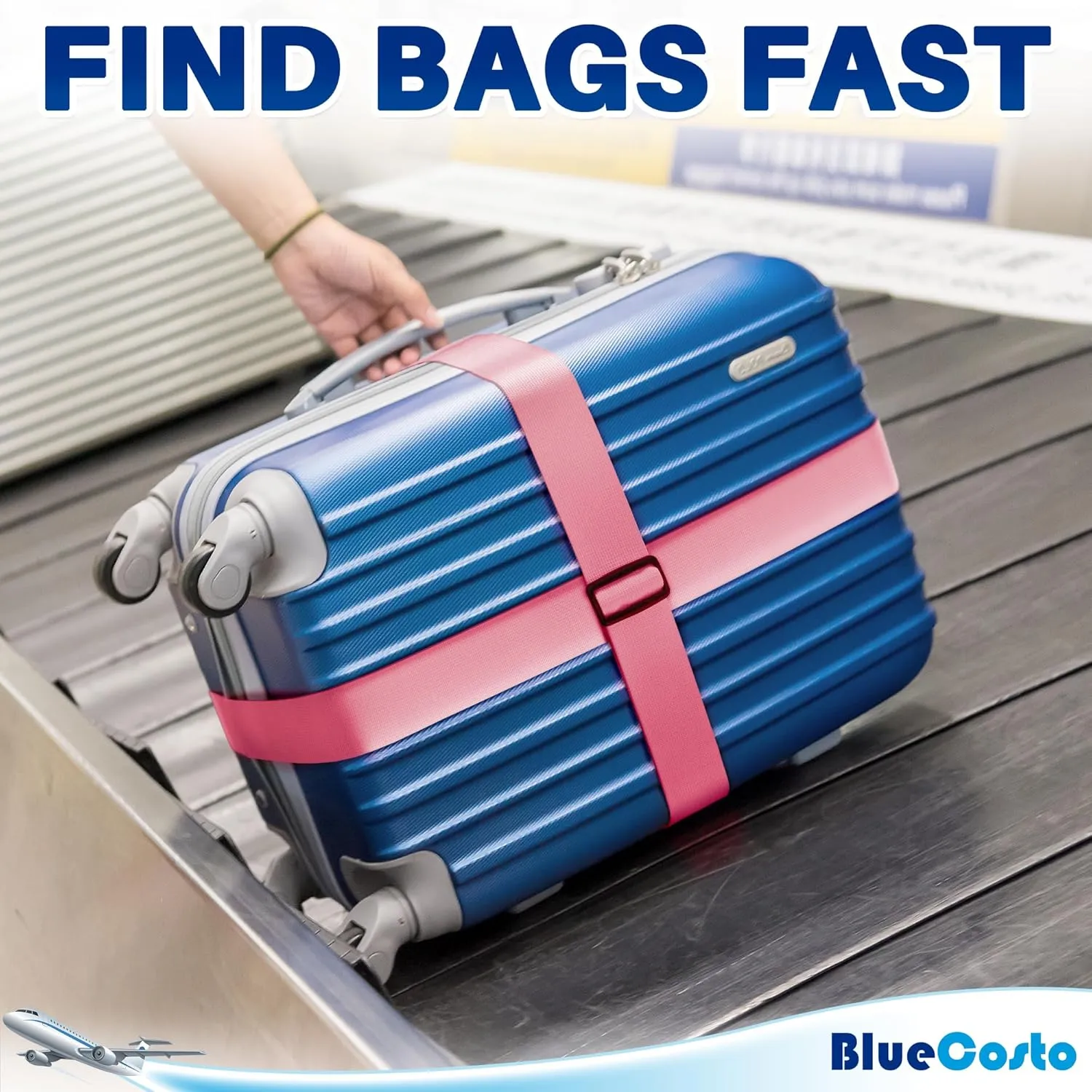 Luggage Straps for Suitcases - TSA Approved - Pink, 4 PK - Premium Nylon Belts for Suitcase, Briefcase & Travel Bag - Adjustable Strap Length 46" - 78"
