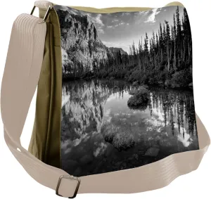 Lunarable Nature Messenger Bag, Mountain Lake Creek Pines, Unisex Cross-body