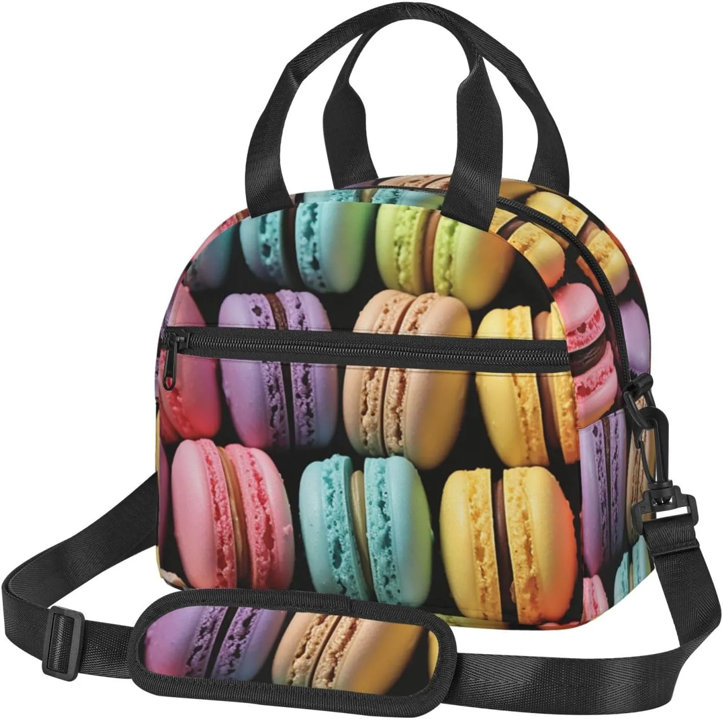 Lunch Bag Insulated Lunch Box for Women Men Reusable Cooler Bag Macaron Biscuit Flavored Pastries Lunch Tote Bag for Work Picnic