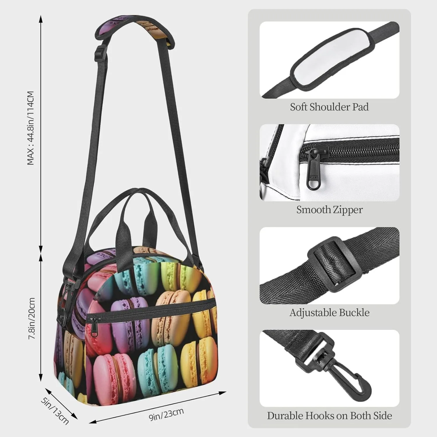Lunch Bag Insulated Lunch Box for Women Men Reusable Cooler Bag Macaron Biscuit Flavored Pastries Lunch Tote Bag for Work Picnic