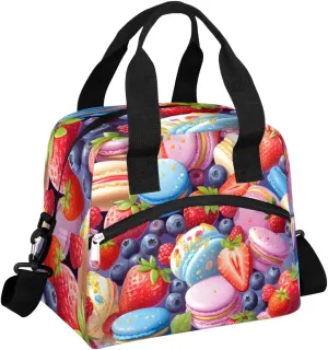 Macaron Lunch Bag Insulated Reusable Tote Cooler Box Shoulder Portable Meal Bags Adult Large Lunchbox for Women Men with Adjustable Strap Totes