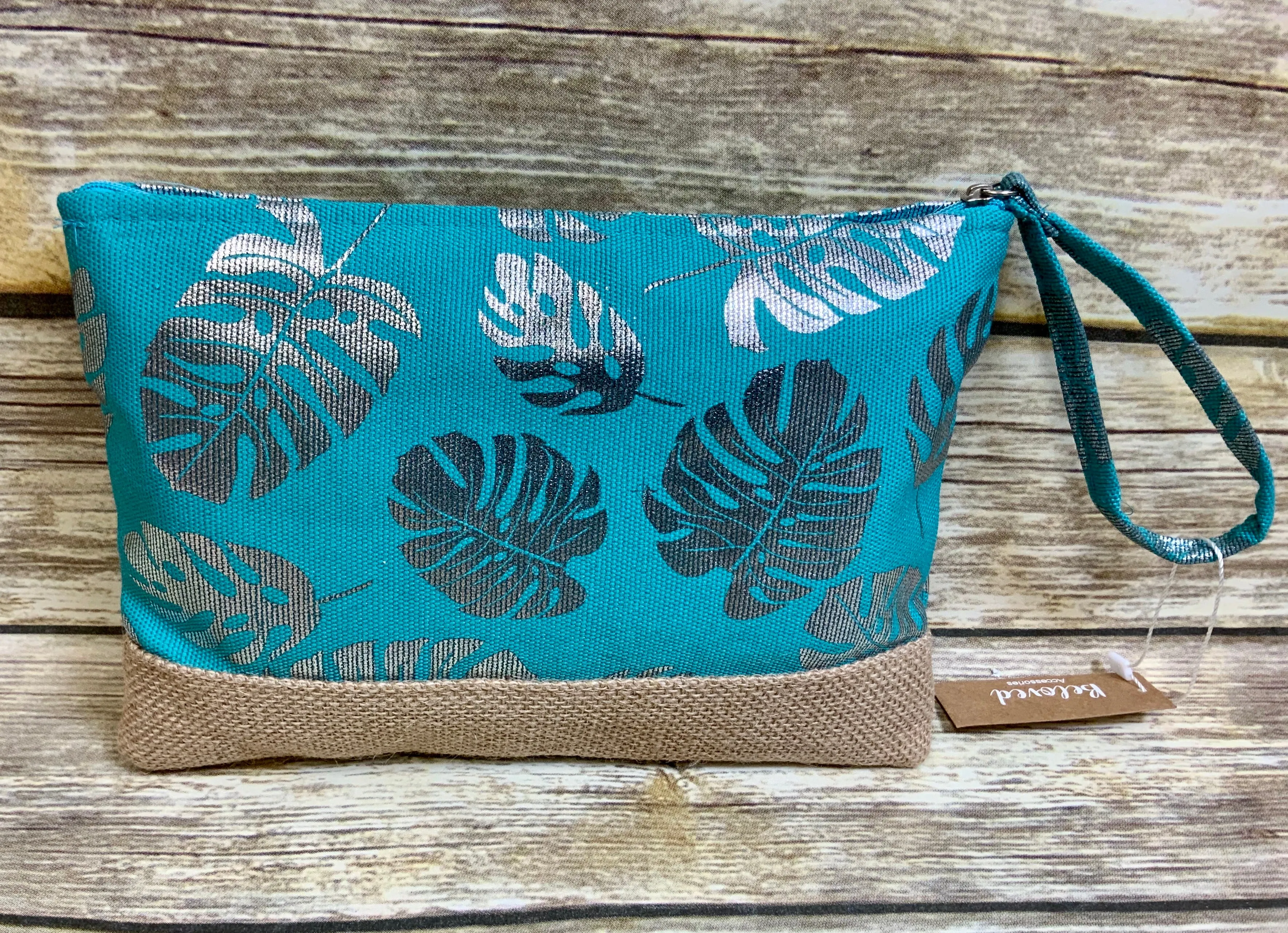 Metallic Palm Leaf Canvas Collection (beach bags/ totes and travel wristlets)