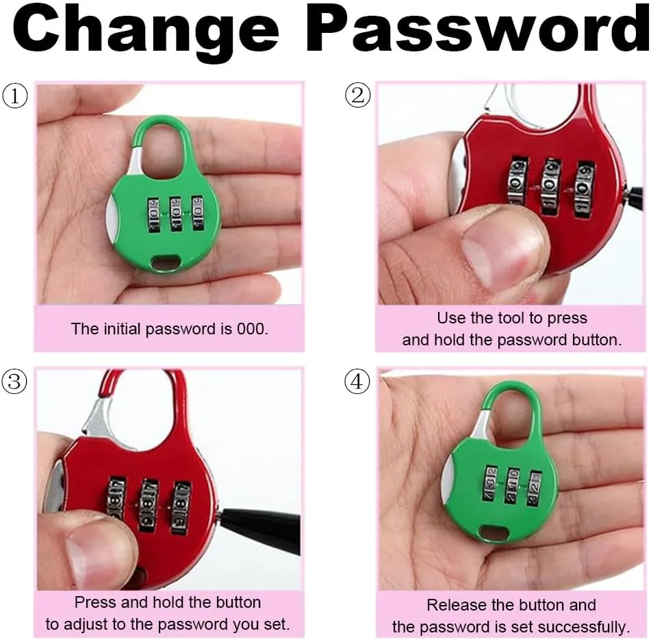 Mini Combination Lock Security Padlock 3 Digit Code Locks Colorful Lockers Number Locks for Suitcases Luggage and Briefcases Silver, 50*35*12mm/1.97*1.38*0.47in