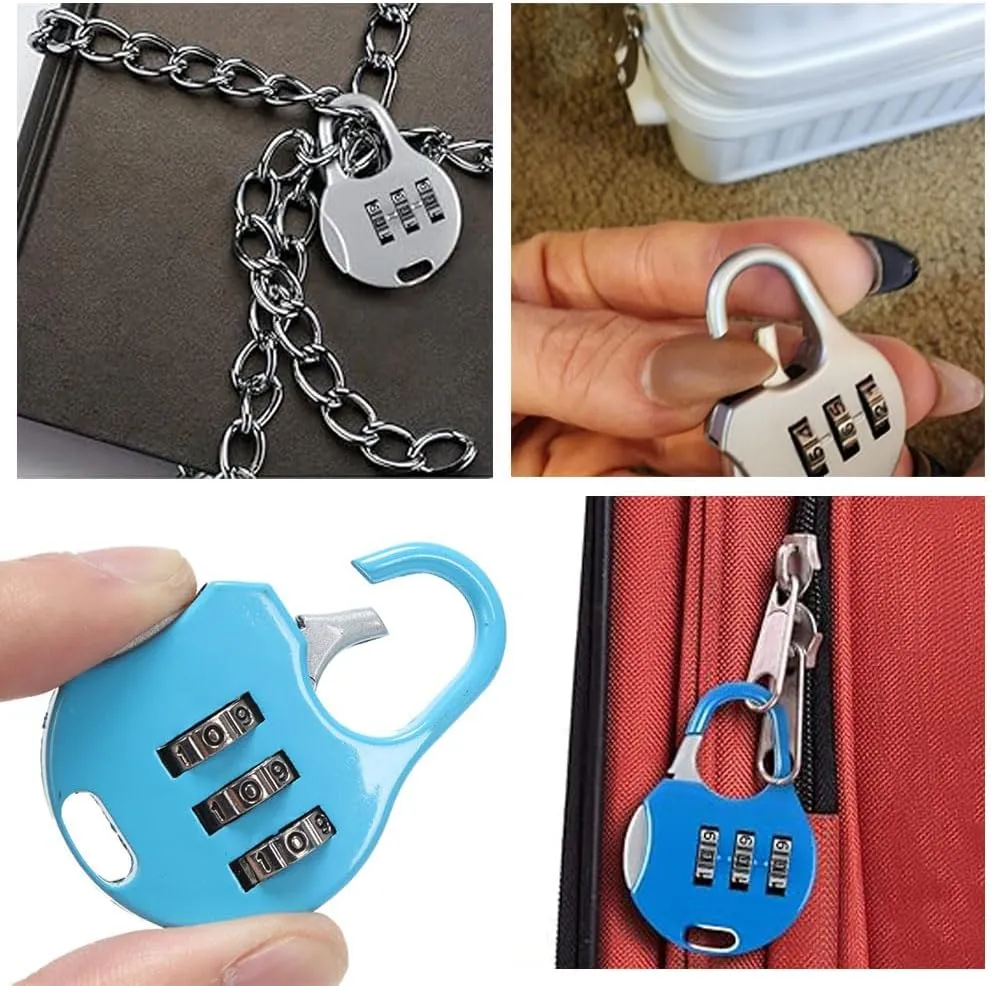 Mini Combination Lock Security Padlock 3 Digit Code Locks Colorful Lockers Number Locks for Suitcases Luggage and Briefcases Silver, 50*35*12mm/1.97*1.38*0.47in