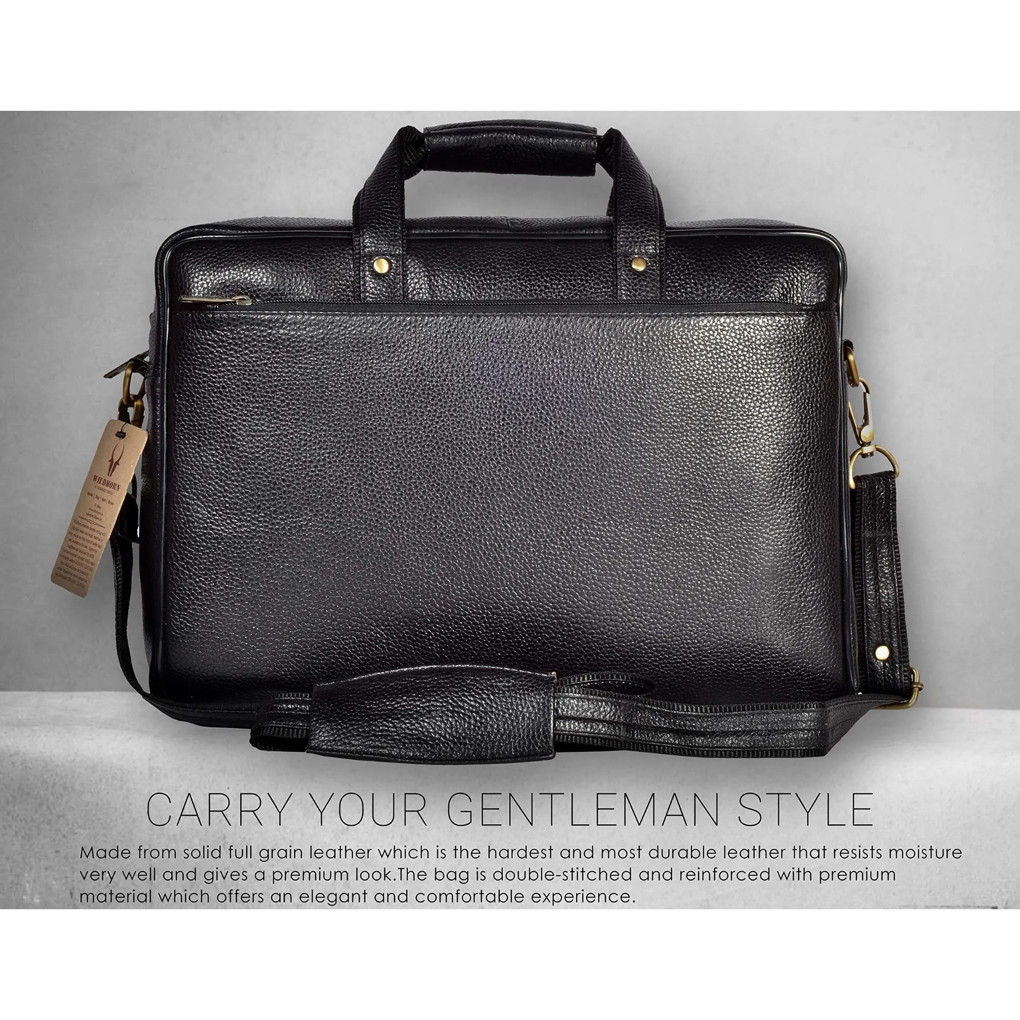 NORTH DAKOTA Leather Laptop Messenger Bag for Men