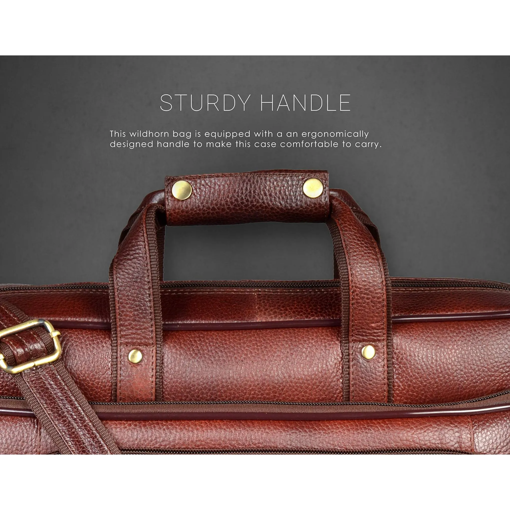 NORTH DAKOTA Leather Laptop Messenger Bag for Men