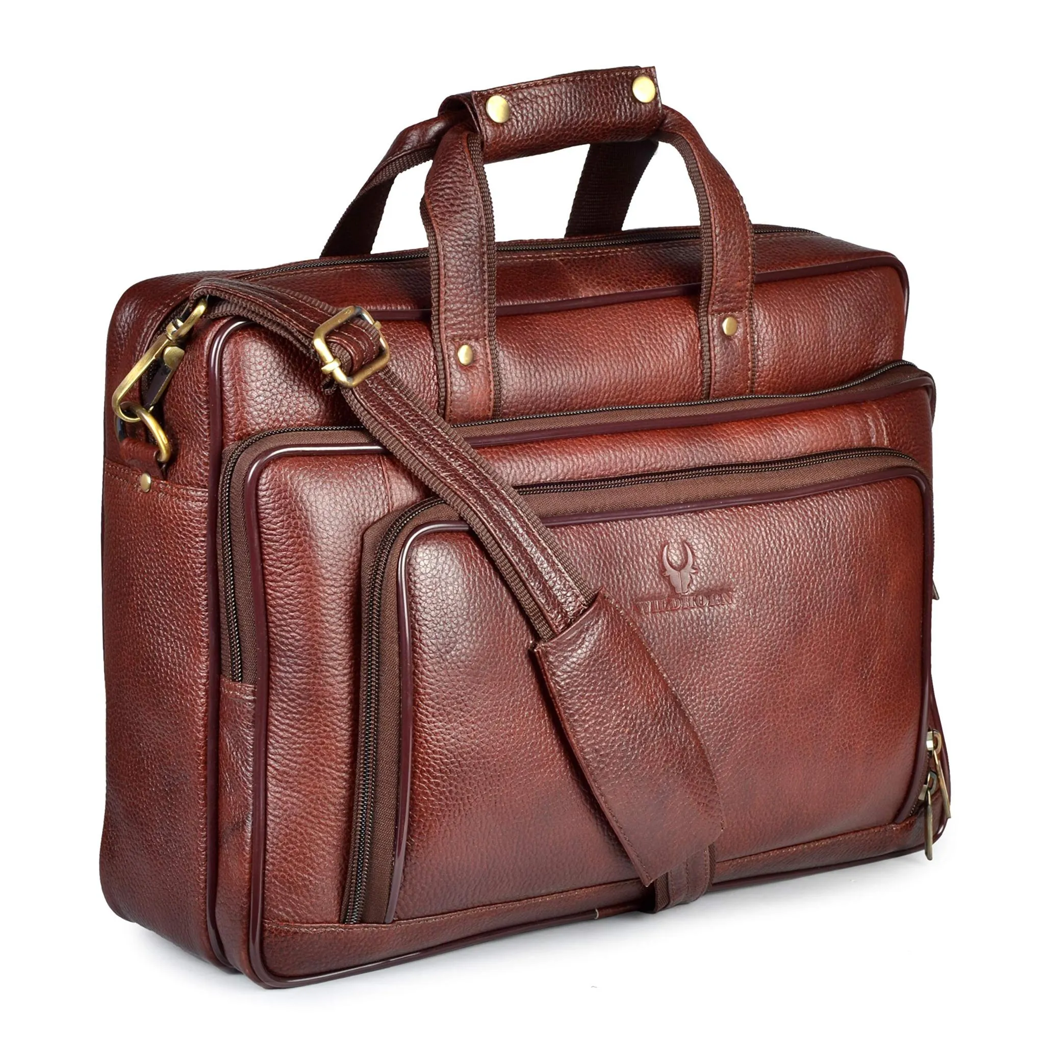 NORTH DAKOTA Leather Laptop Messenger Bag for Men