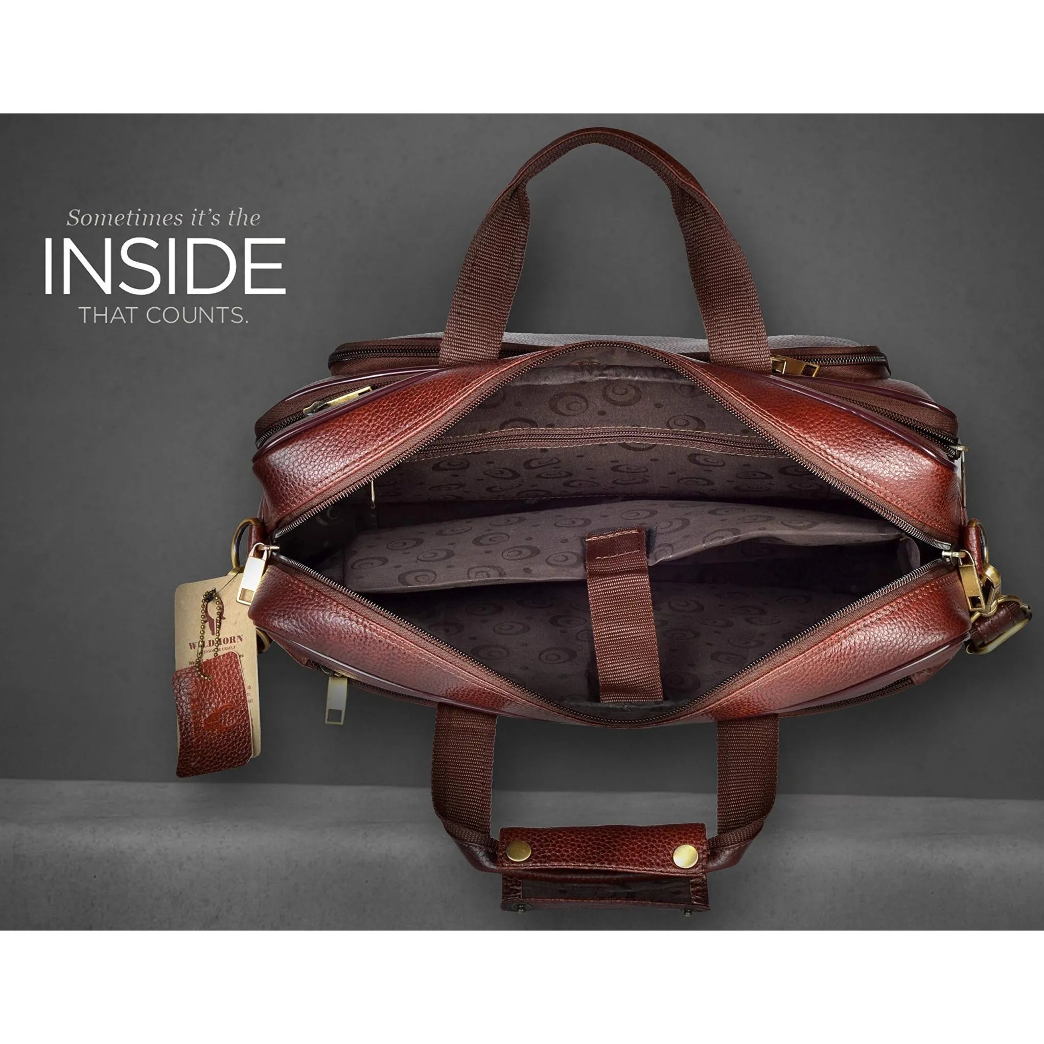 NORTH DAKOTA Leather Laptop Messenger Bag for Men