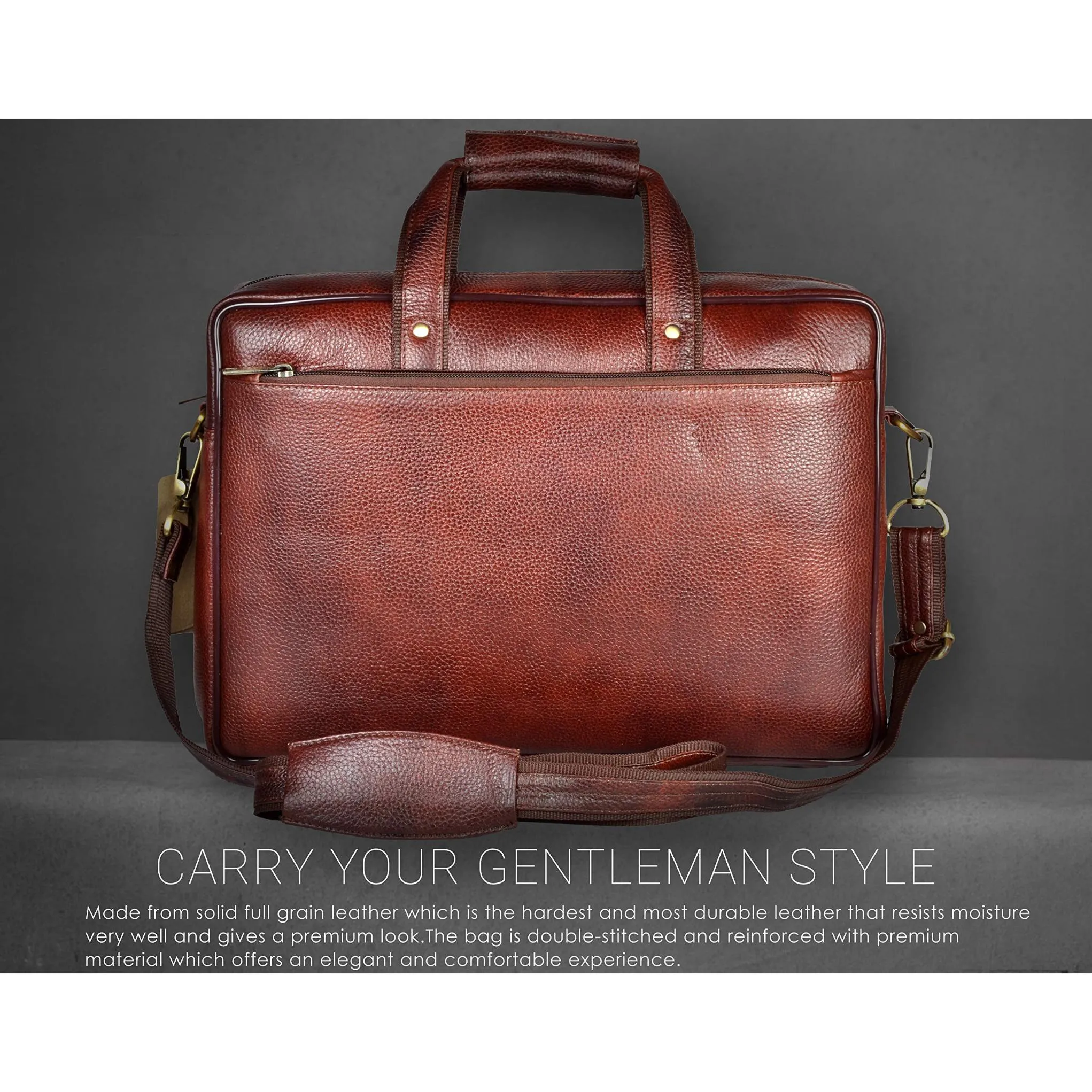 NORTH DAKOTA Leather Laptop Messenger Bag for Men