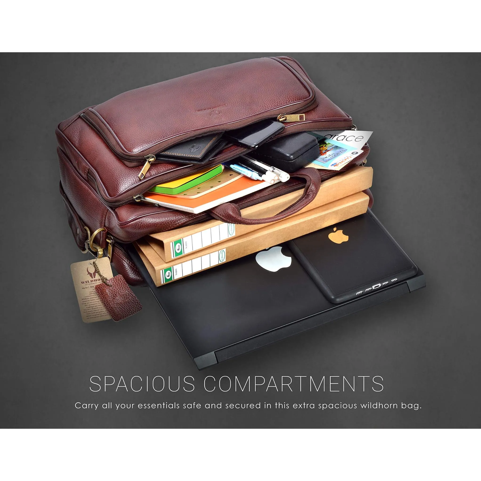 NORTH DAKOTA Leather Laptop Messenger Bag for Men