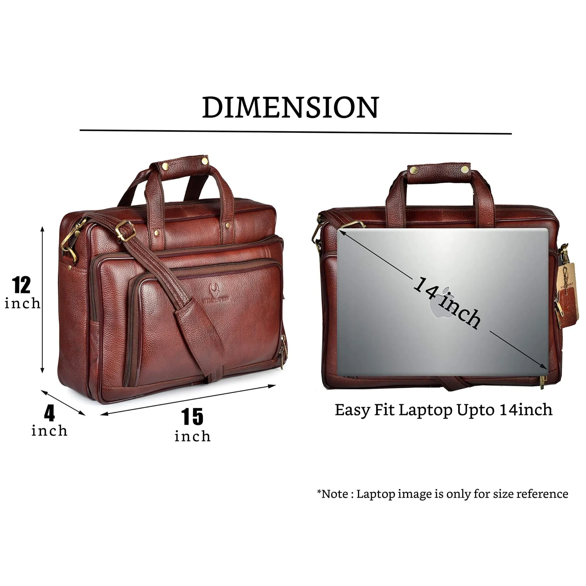 NORTH DAKOTA Leather Laptop Messenger Bag for Men