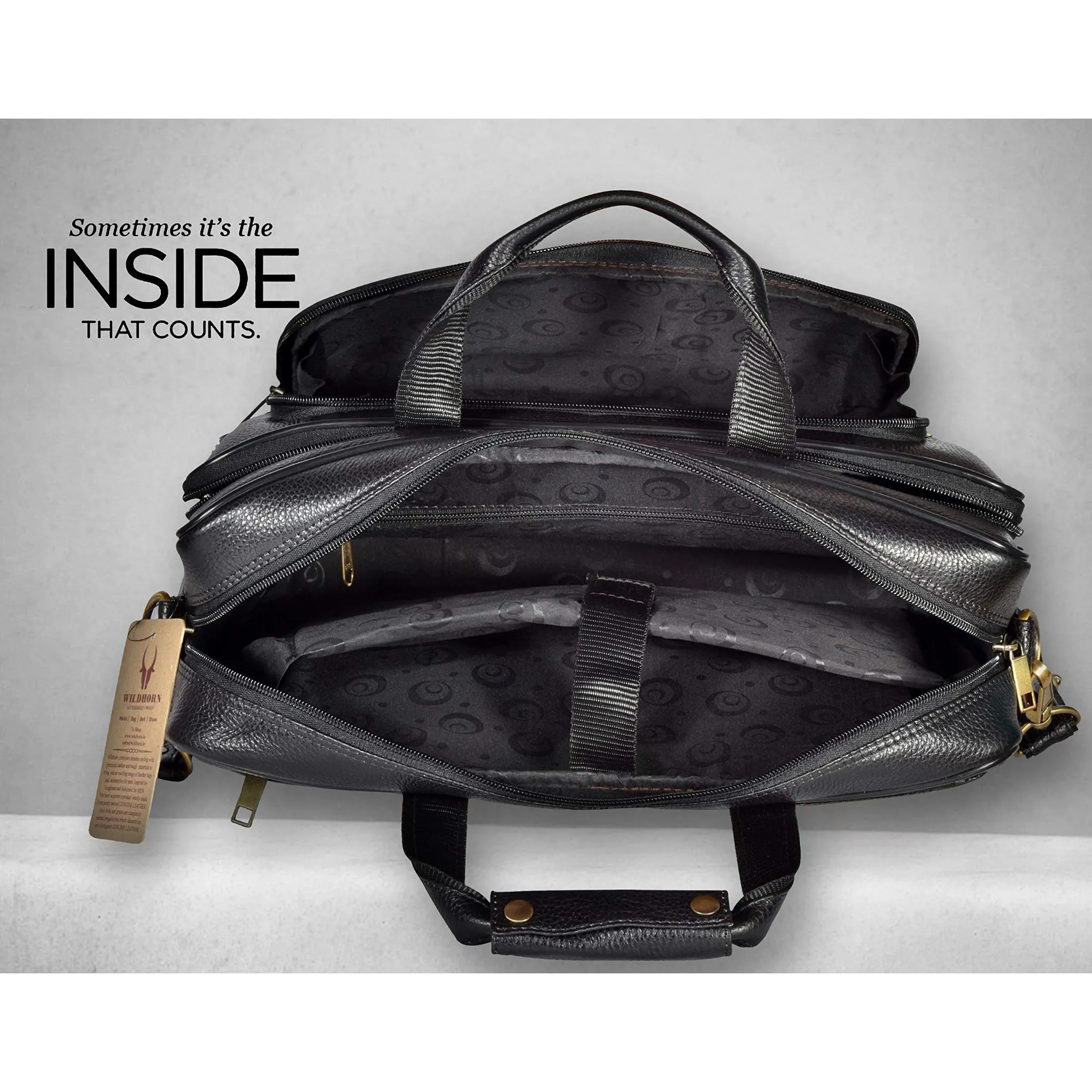 NORTH DAKOTA Leather Laptop Messenger Bag for Men