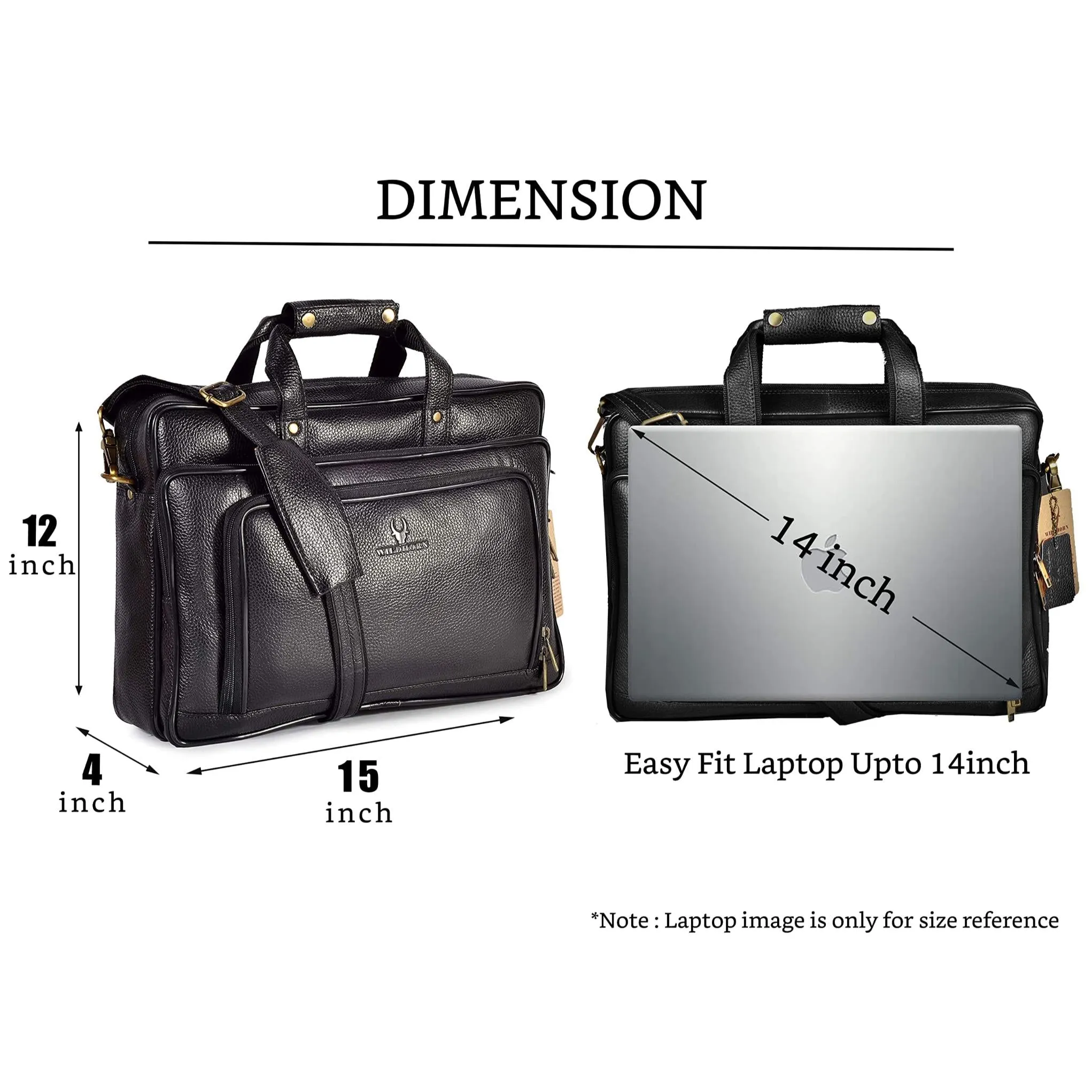 NORTH DAKOTA Leather Laptop Messenger Bag for Men