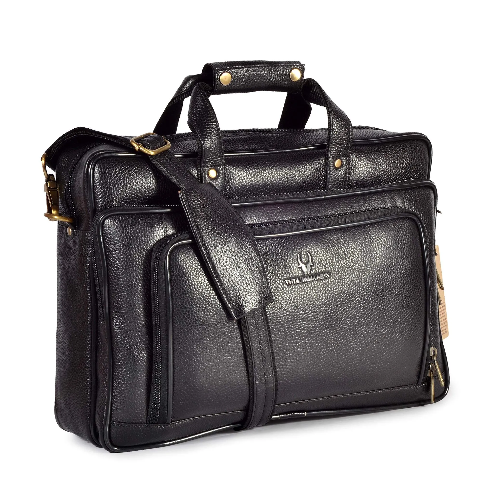 NORTH DAKOTA Leather Laptop Messenger Bag for Men