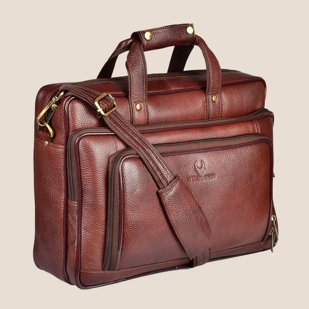 NORTH DAKOTA Leather Laptop Messenger Bag for Men