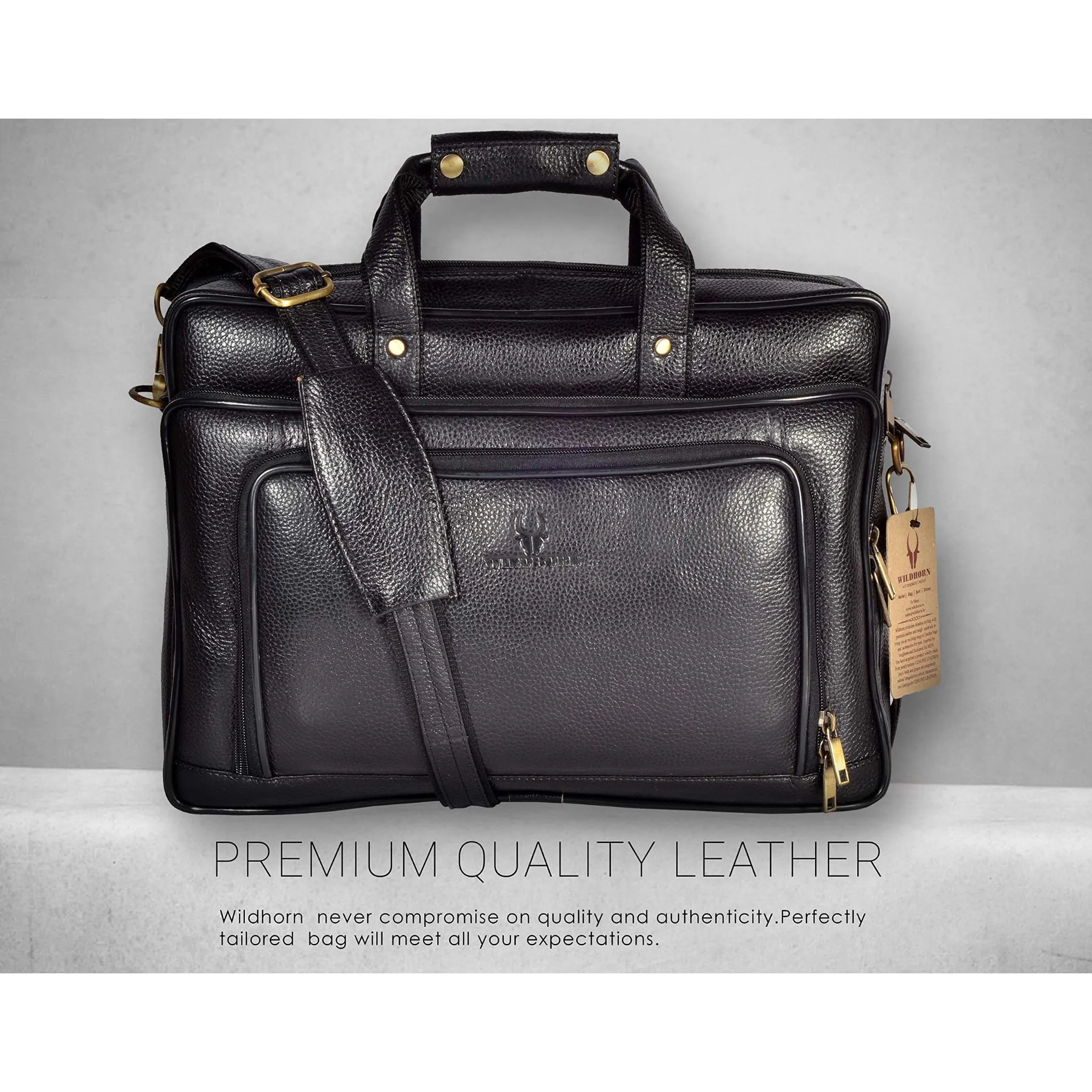 NORTH DAKOTA Leather Laptop Messenger Bag for Men