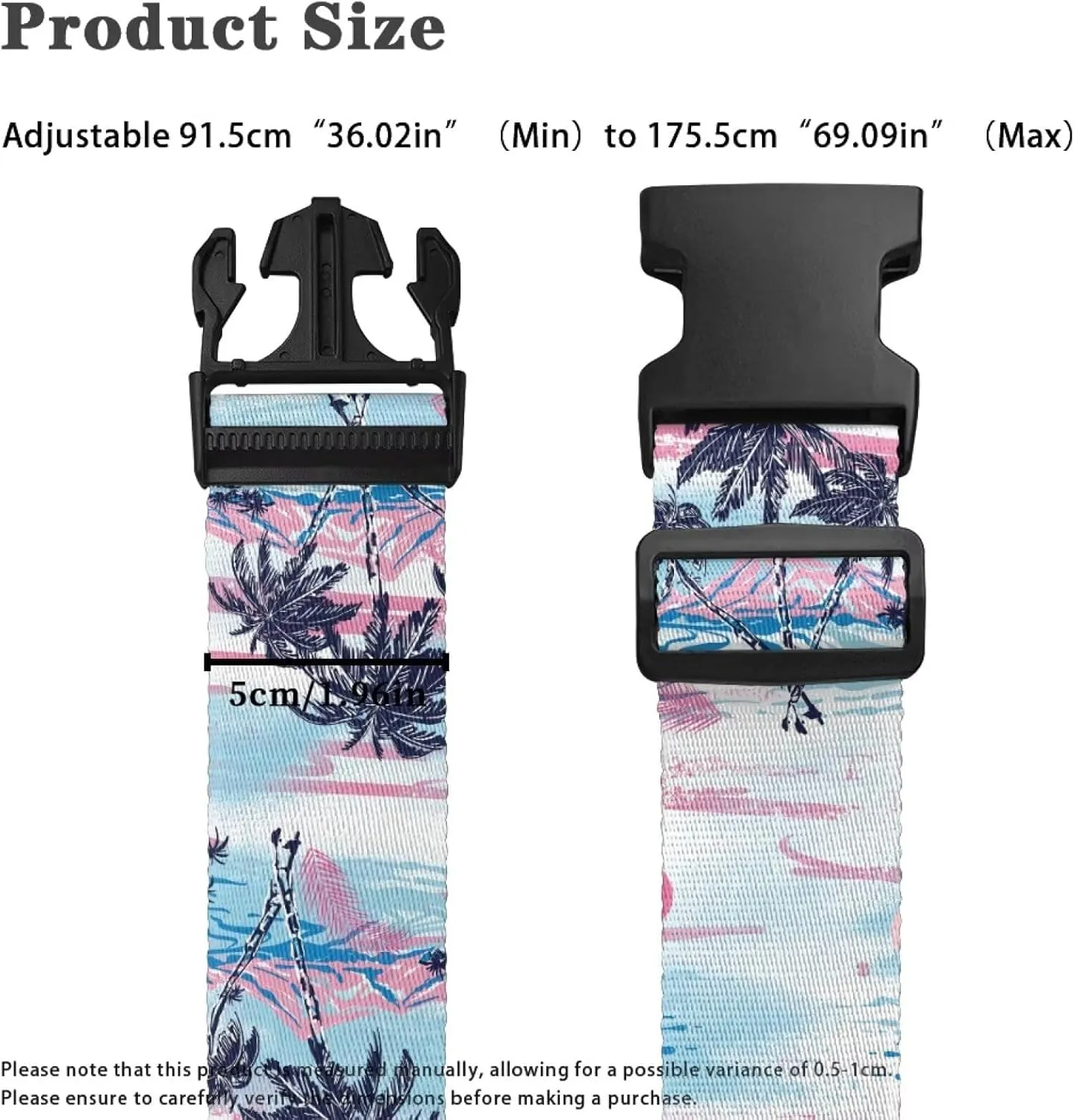 Palm Tree Luggage Straps Suitcase Strap, Luggage Belt Strap for Suitcases Belt Strap, Bag Straps for Luggage Buckle Straps and Wraps