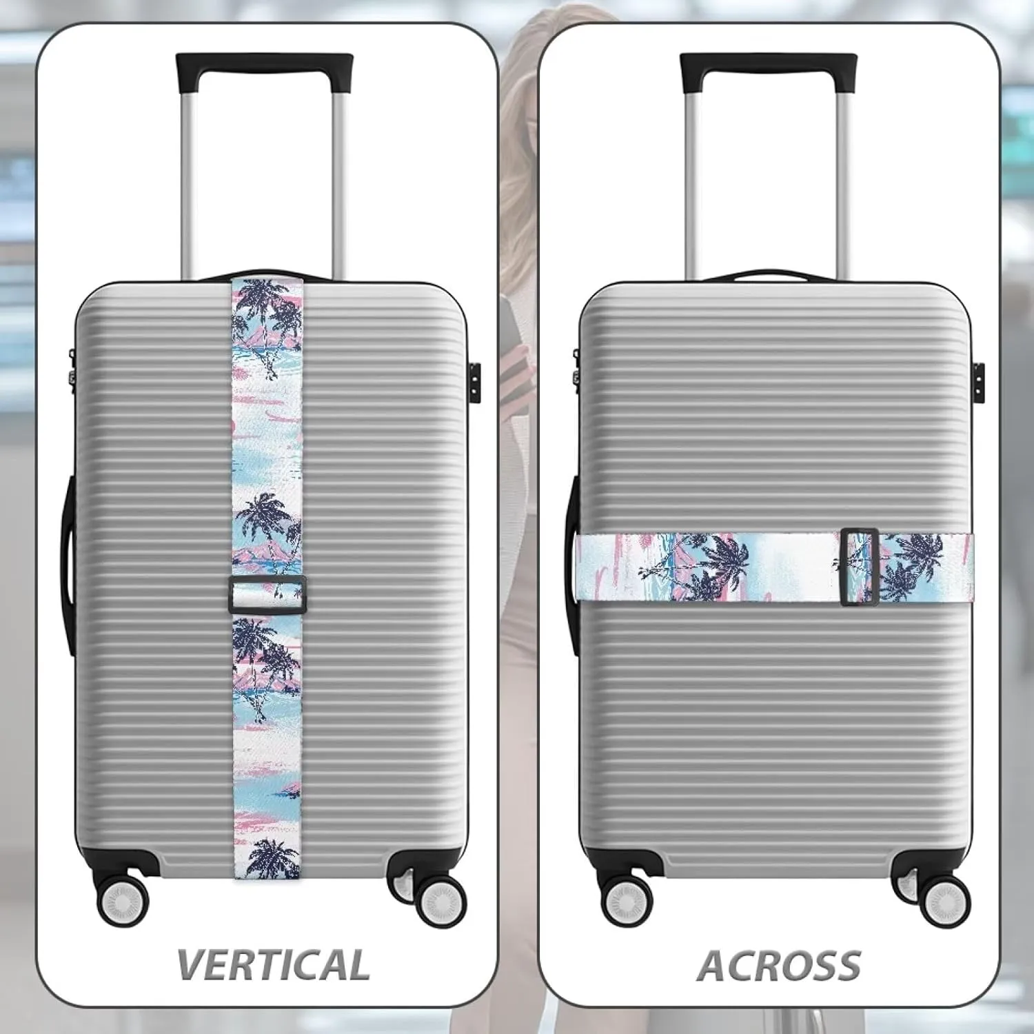 Palm Tree Luggage Straps Suitcase Strap, Luggage Belt Strap for Suitcases Belt Strap, Bag Straps for Luggage Buckle Straps and Wraps