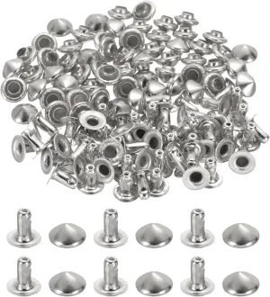 PATIKIL 6mm Spike Rivets, 100 Sets Square Studs Rivet Rapid Punk Spikes Leathercraft Decoration for Rock Nailheads Clothing Belts Bags Shoes, Silver Tone