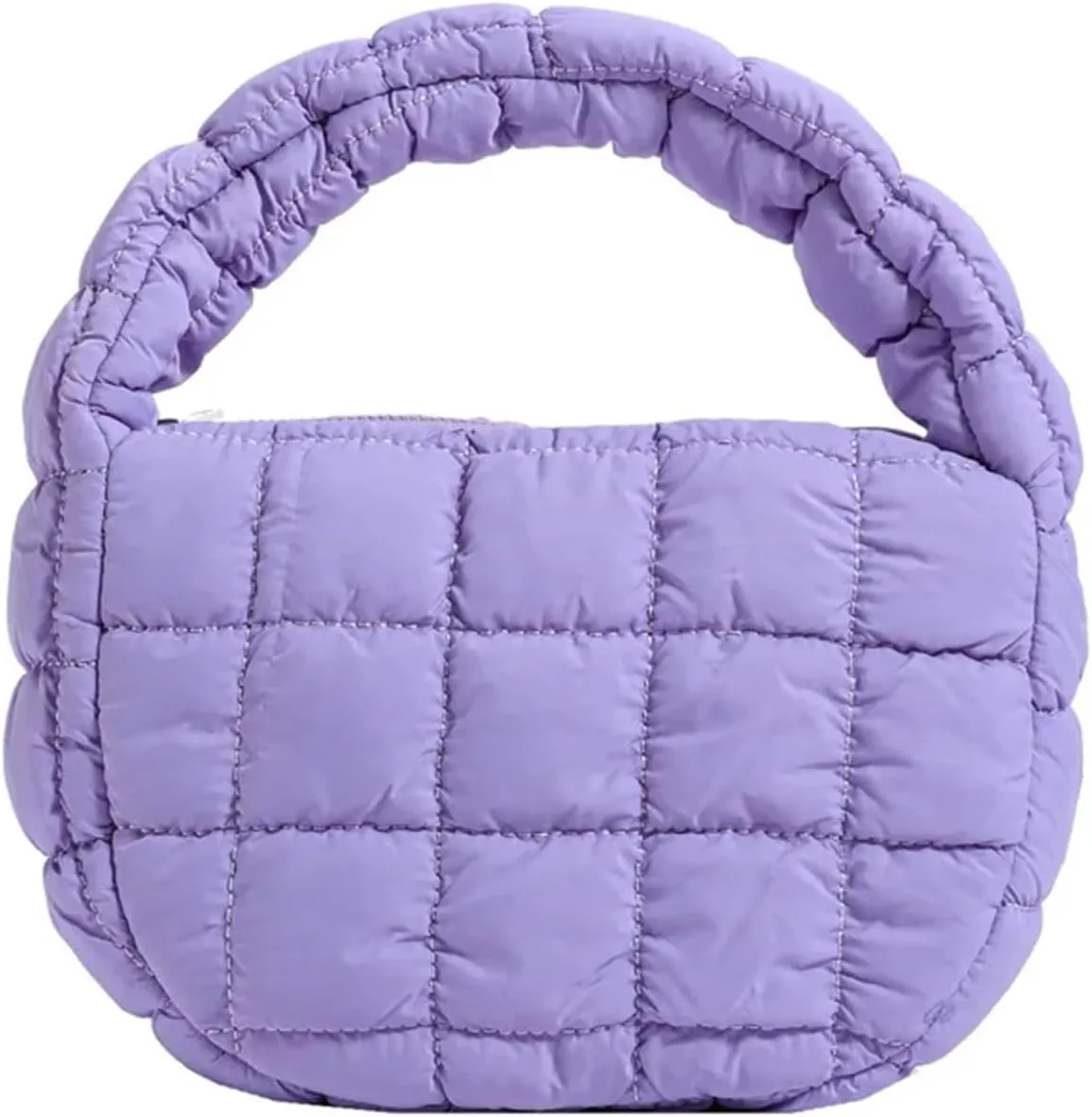 Puffer Tote Bag Fashion Quilted Shoulder Bags For Women Handbag Mini Cloud Pleated Bags Puffer Dumpling Bag(Purple)